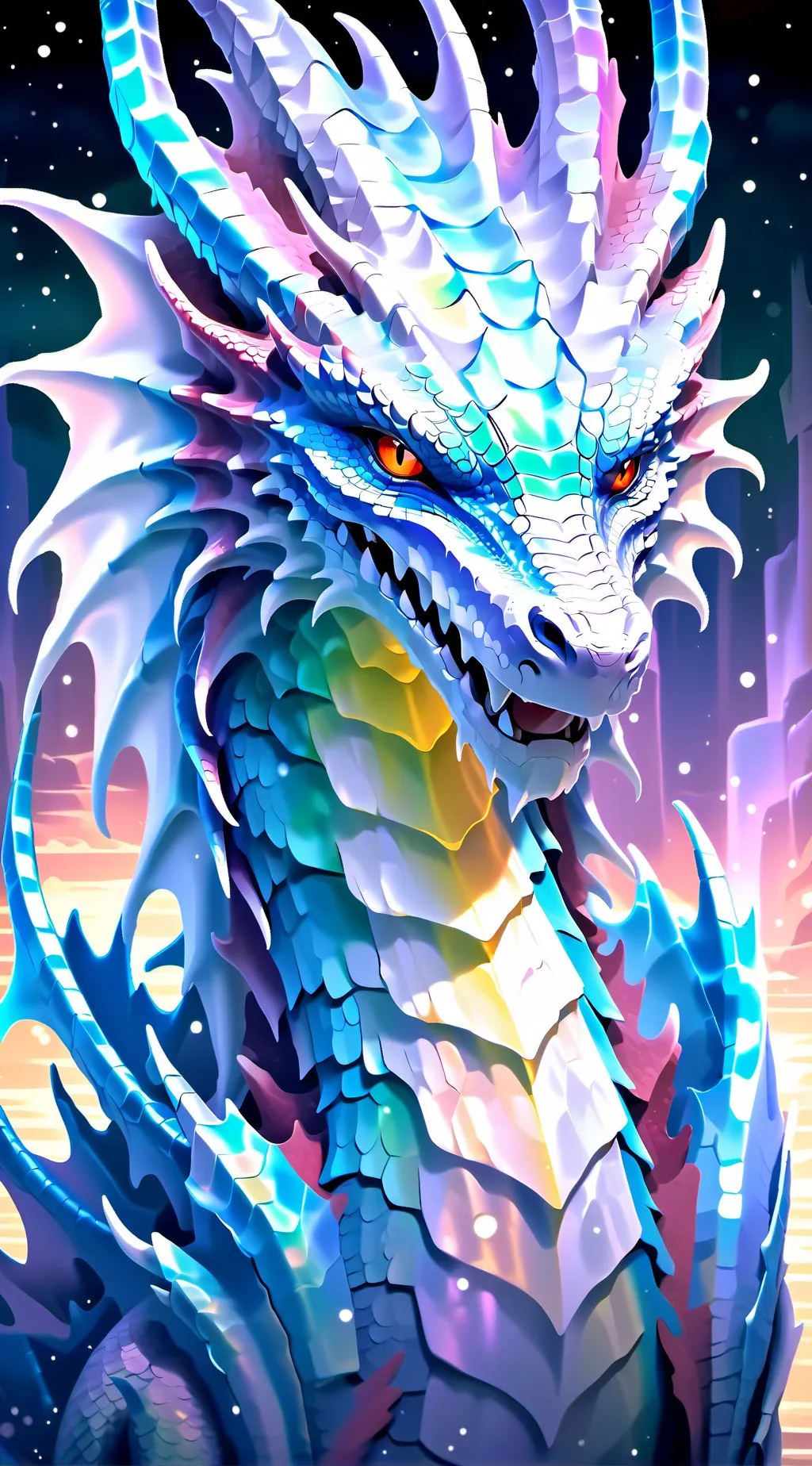 ai character: rainbow the dragon background