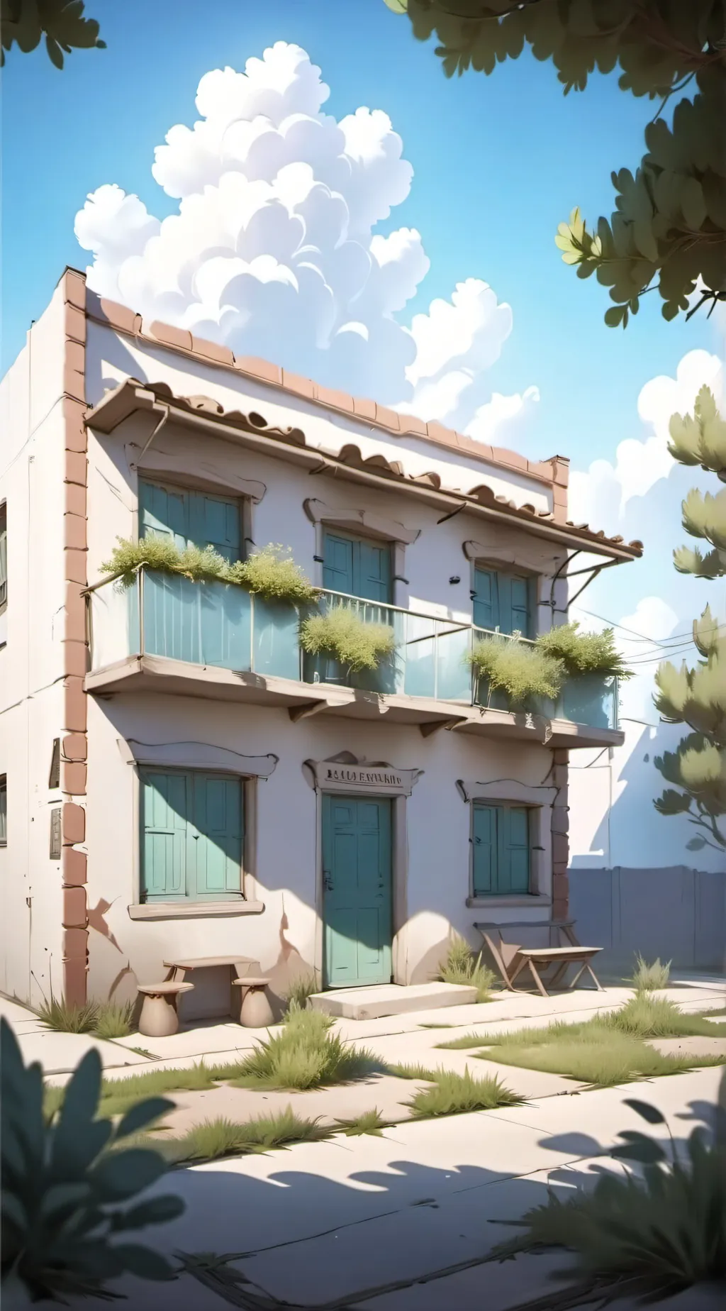 ai character: motel abandonado background