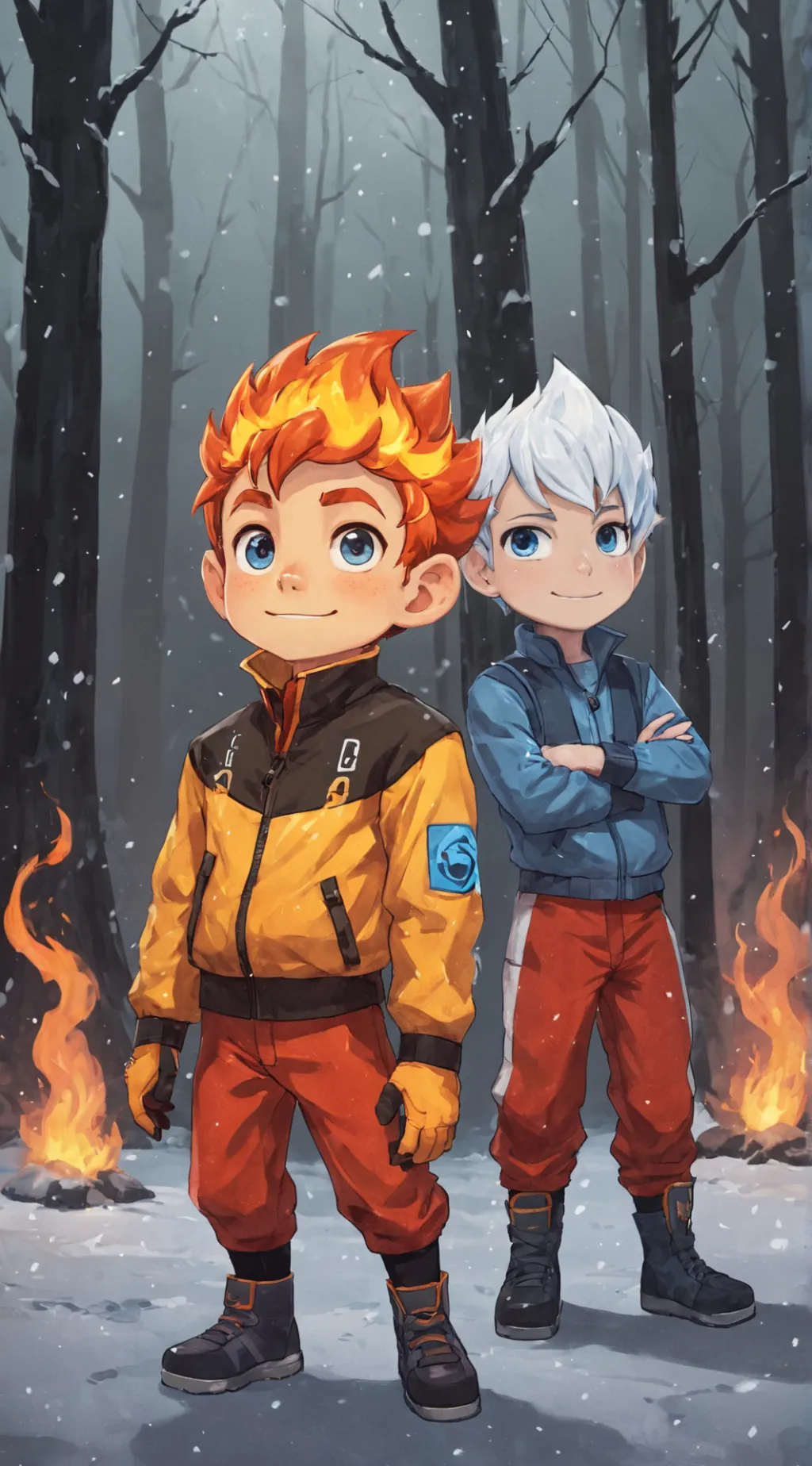 ai character: fire and water boy background