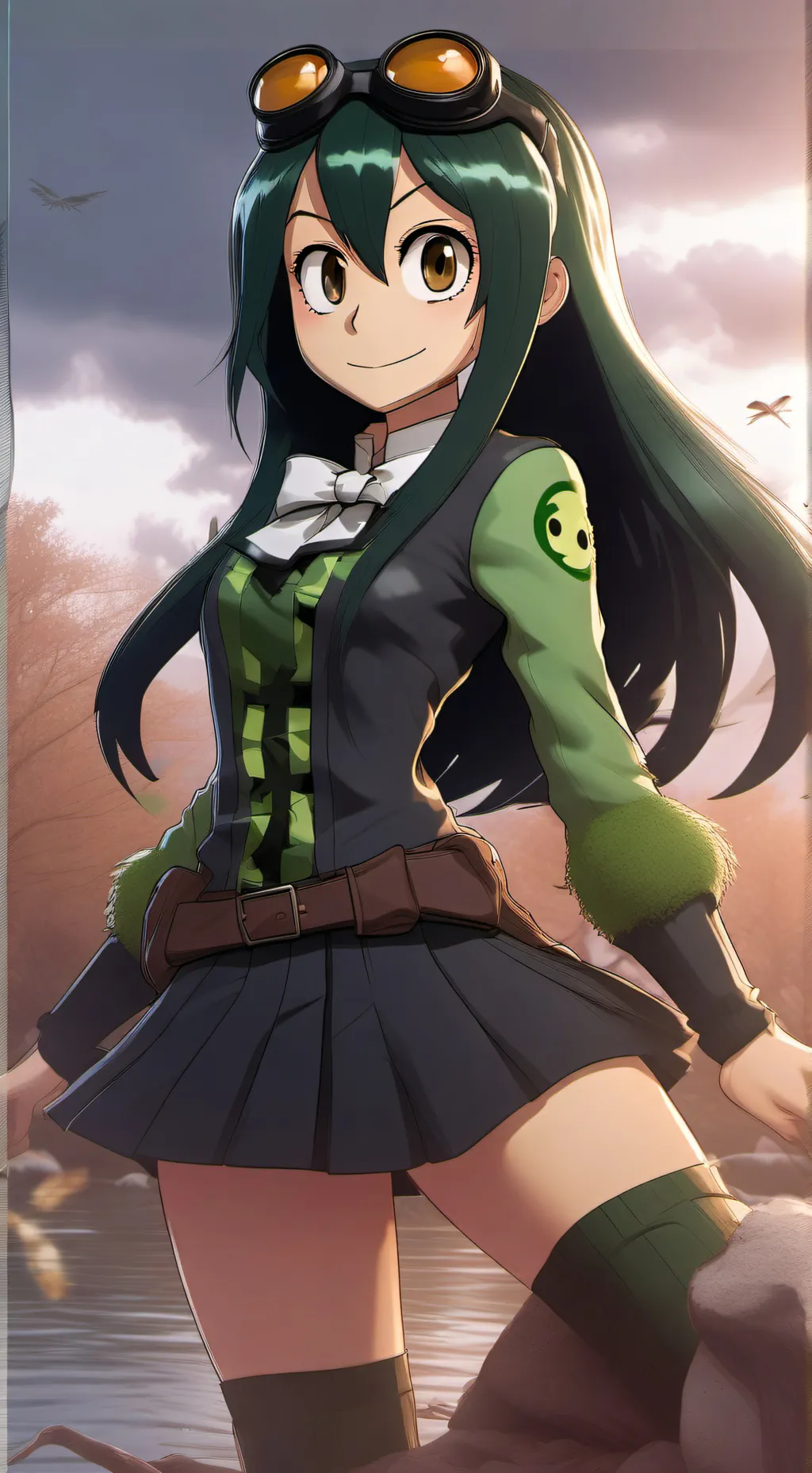 ai character: Tsuyu Asui  background