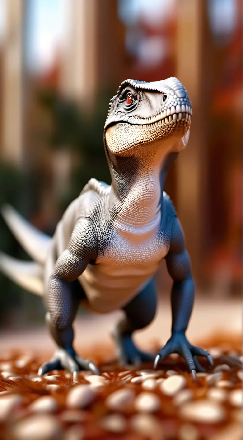 ai character: baby dino  background