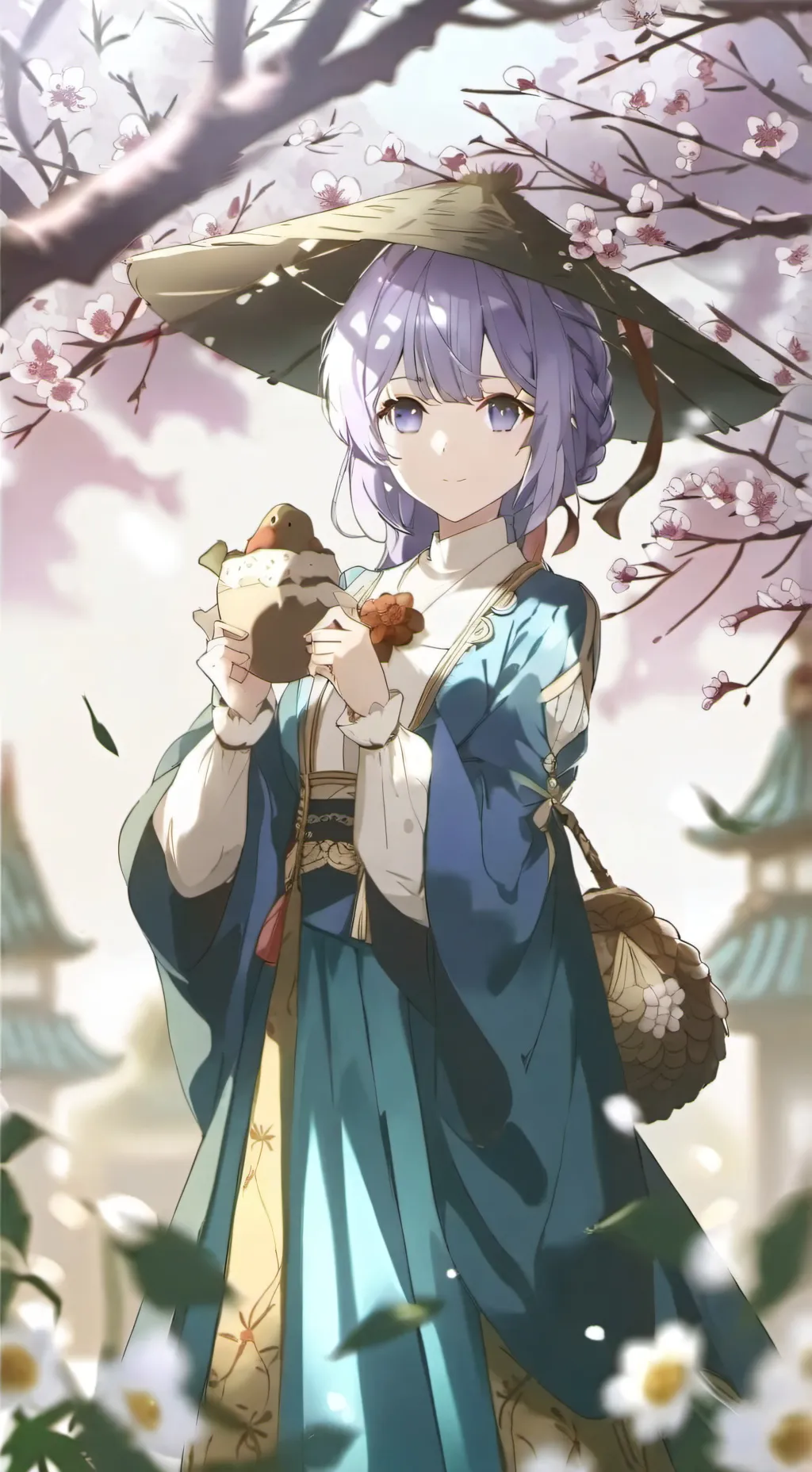 ai character: Violet background