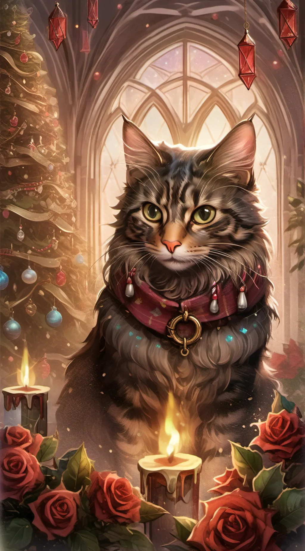 ai character: Xmas cat infection background