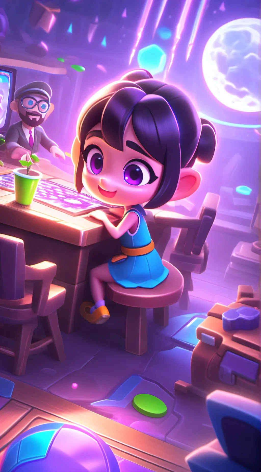 ai character: Baby girl sister background