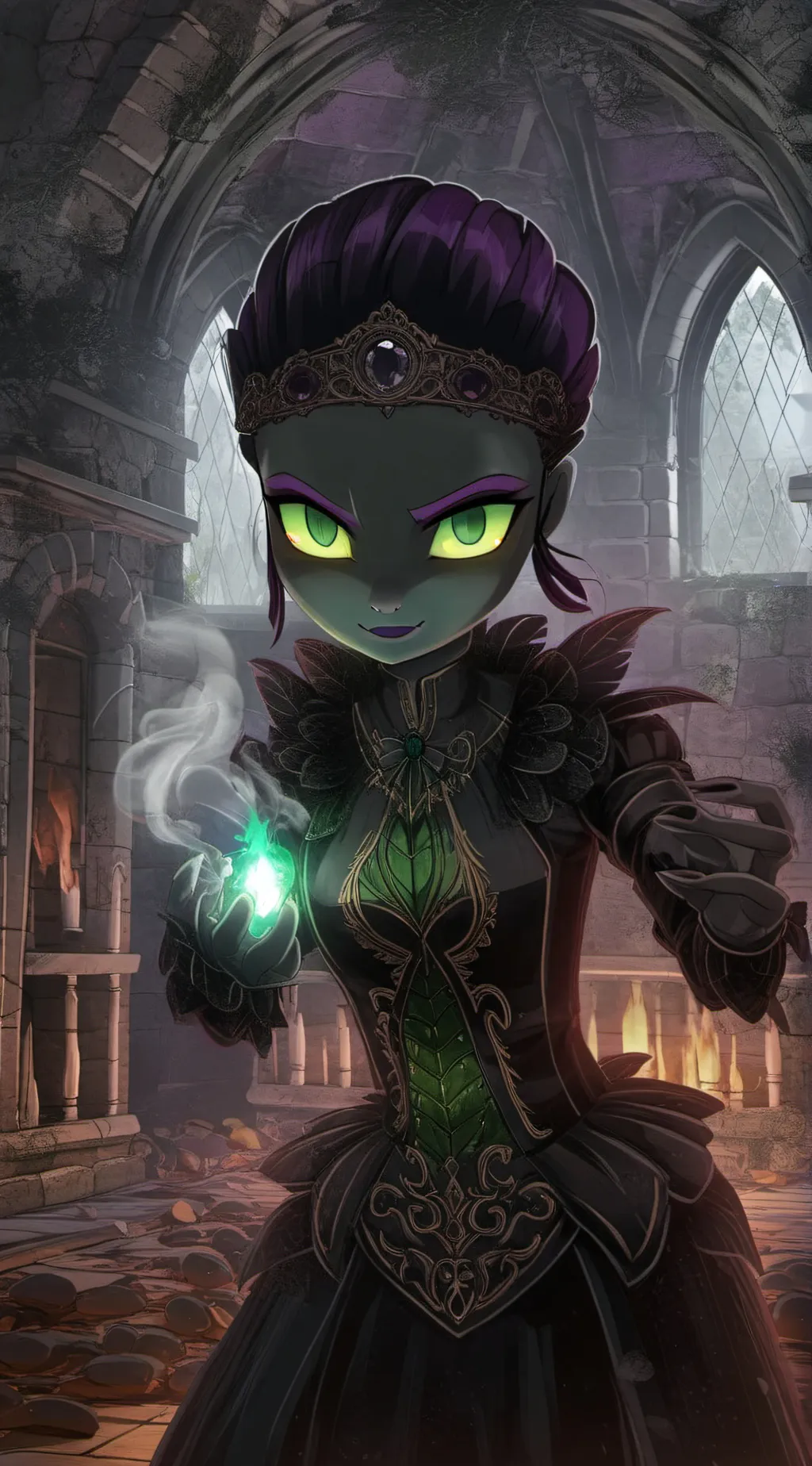 ai character: Queen sombra-light background