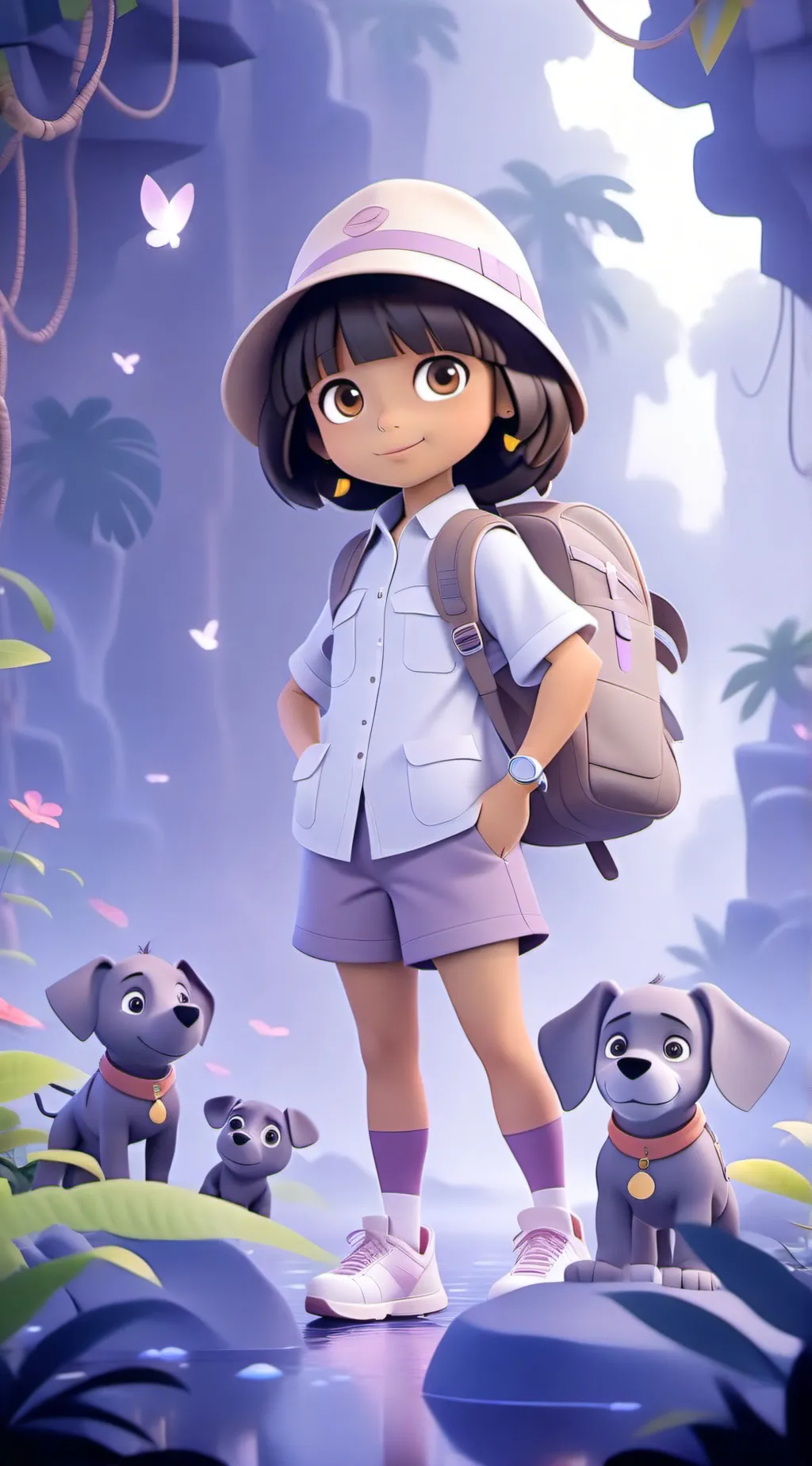 ai character: Dora the explorer  background
