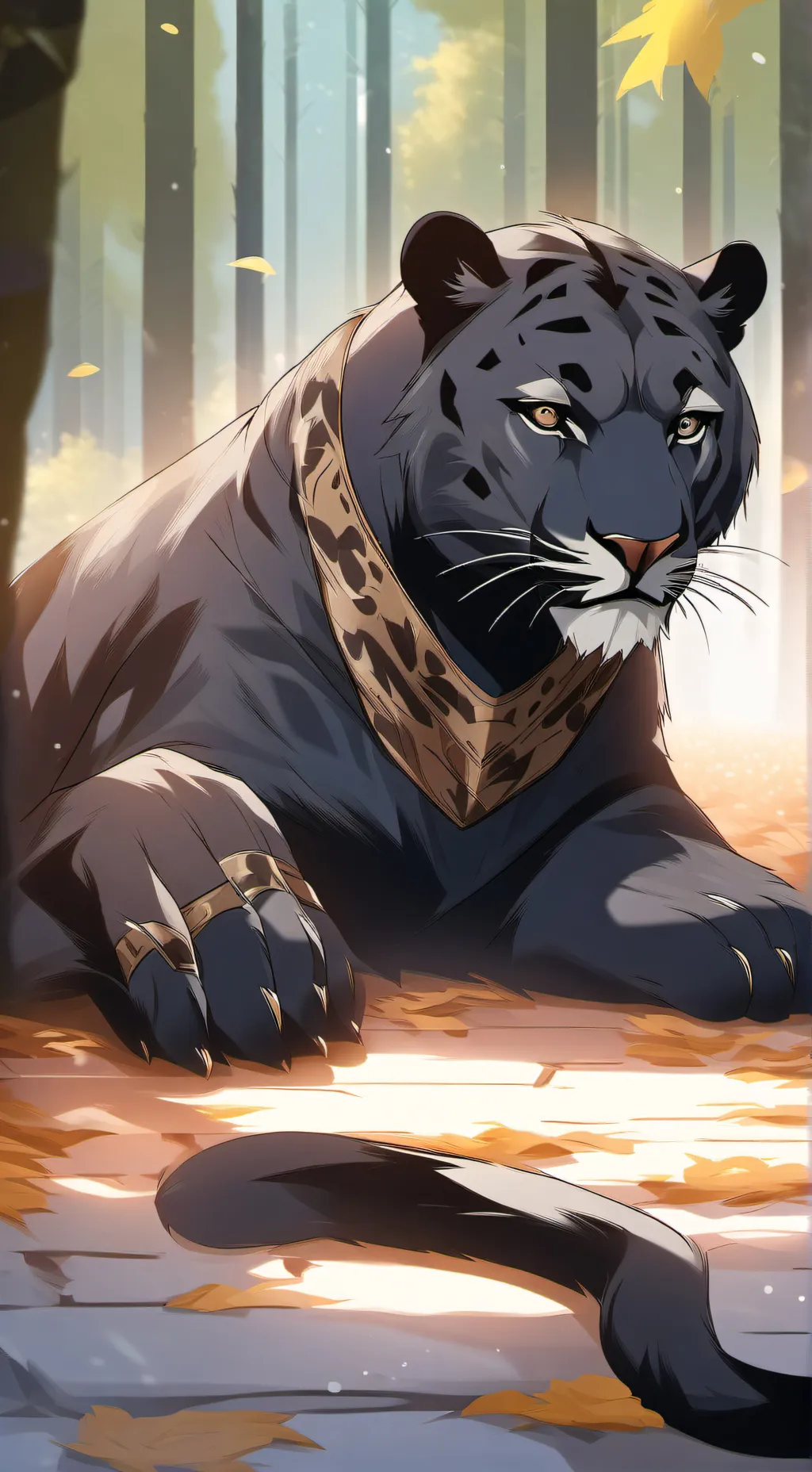ai character: panther fur suit background