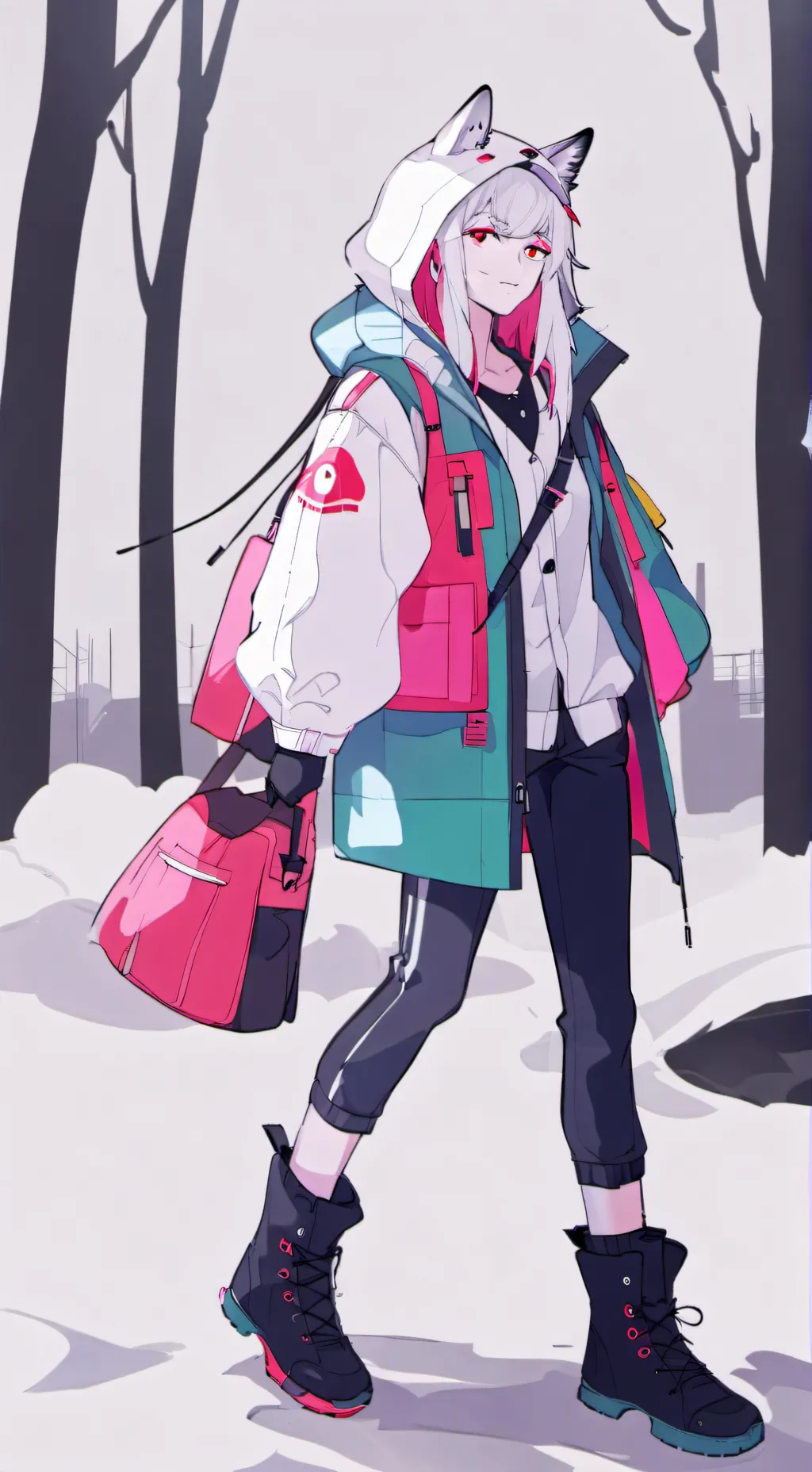 ai character: Snow-"Wolf" background