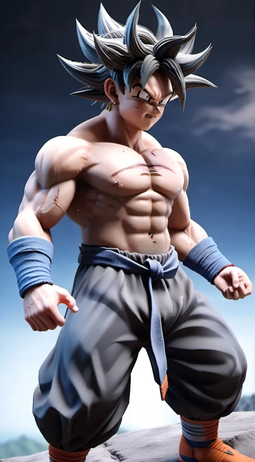 ai character: goku with scars background