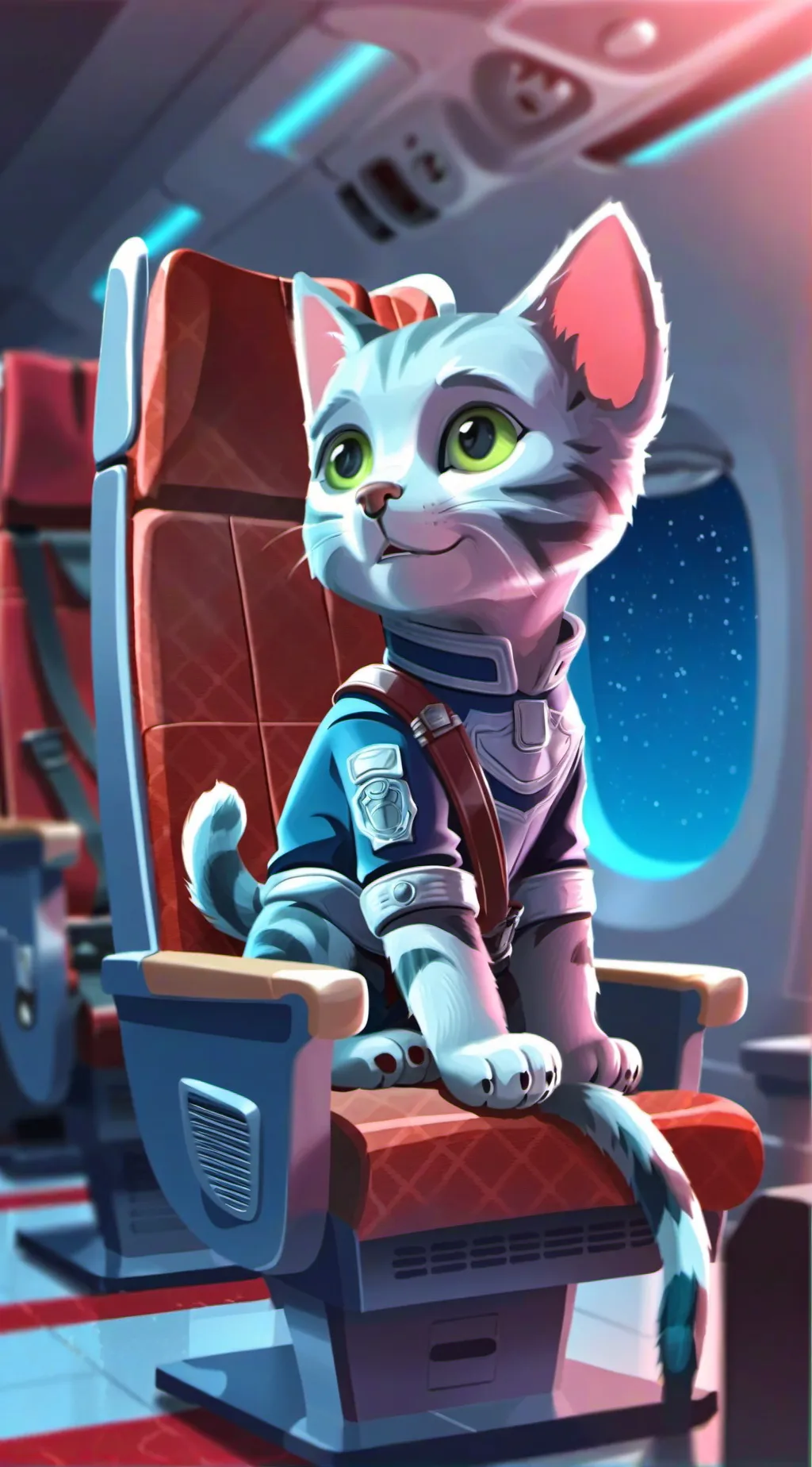 ai character: Kitten in a plane background