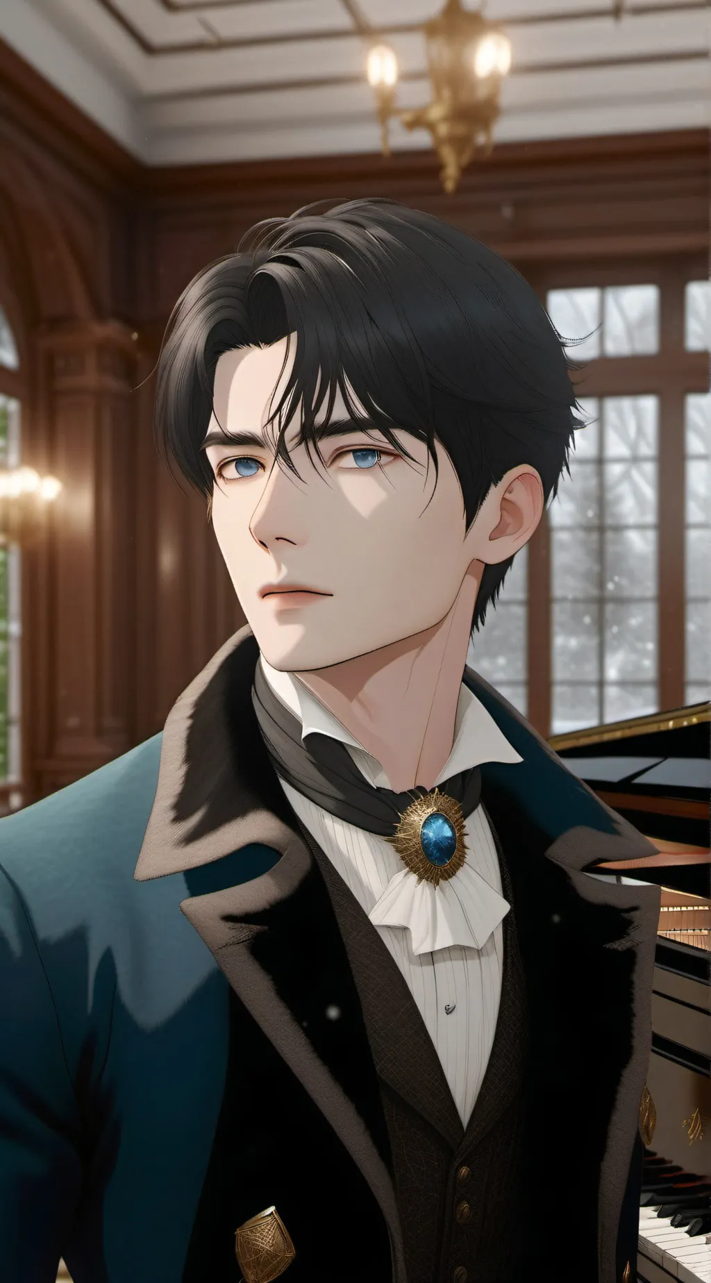 ai character: Damien Blue background