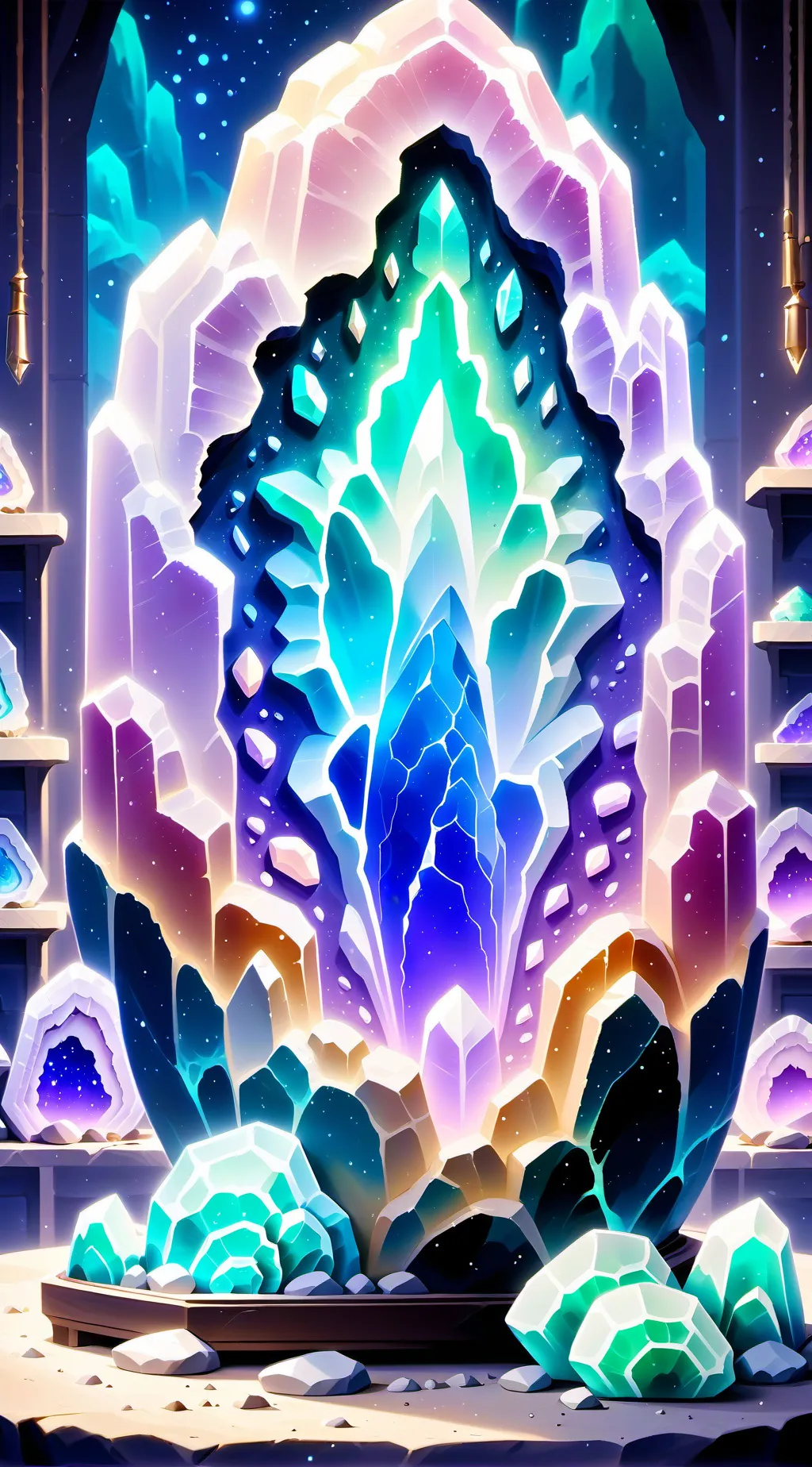 ai character: element stones background