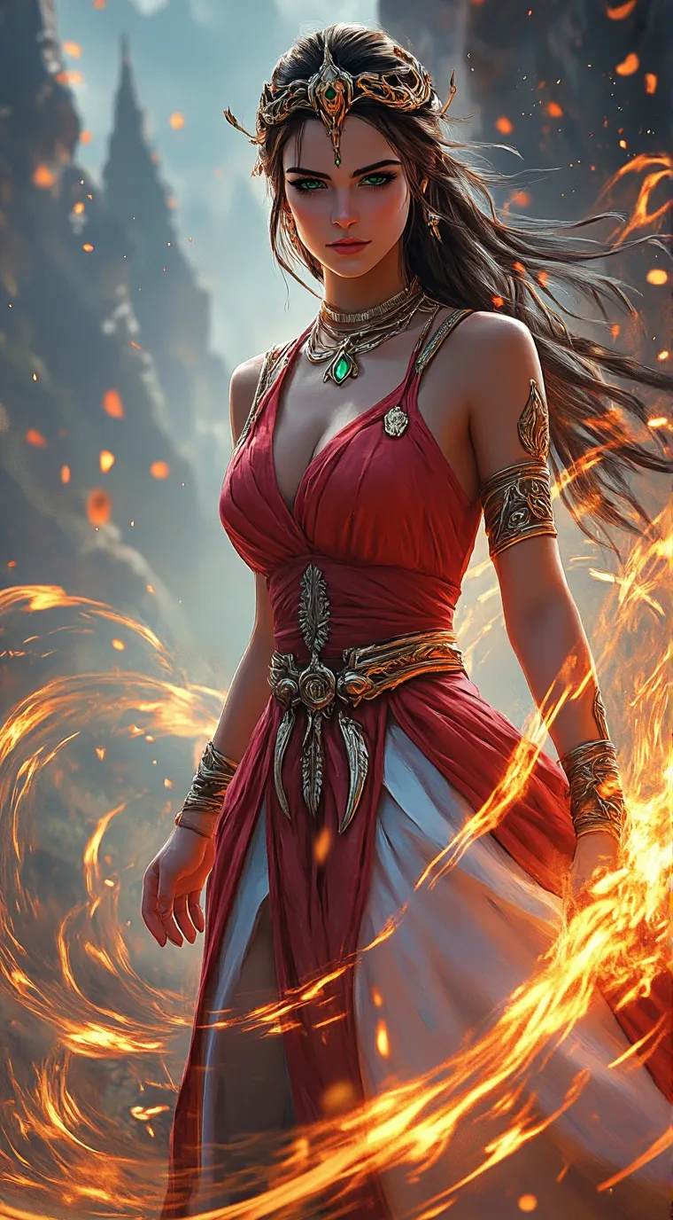 ai character: Queen of fire background