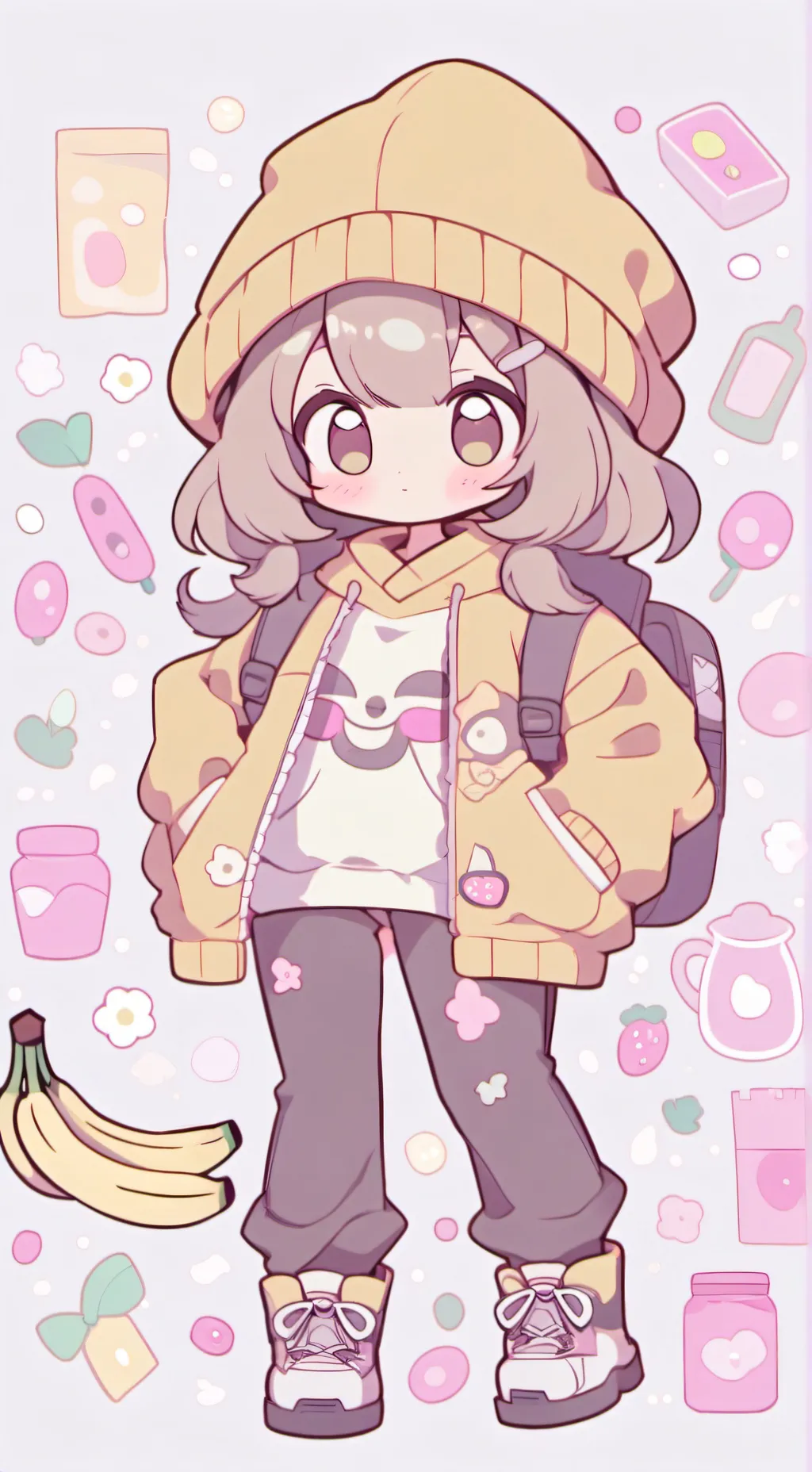 ai character: a banana gorl background