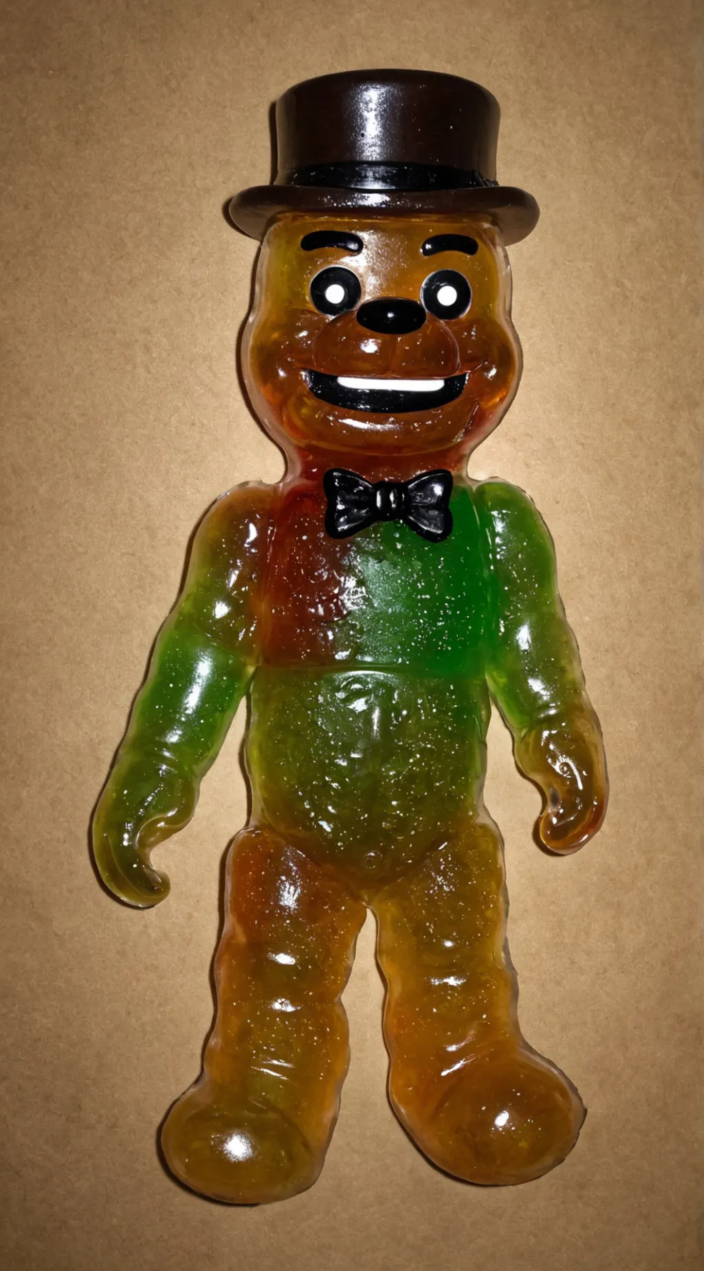 ai character: gummy freddy  background