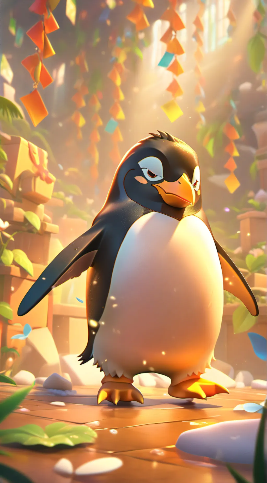 ai character: penguin  background