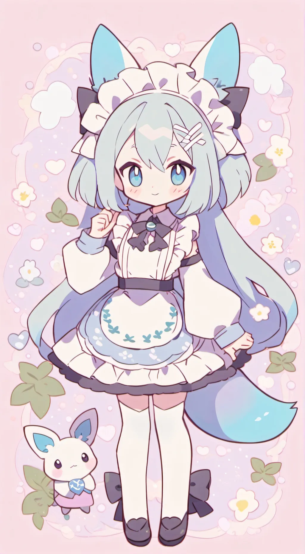 ai character: Glaceon maid background