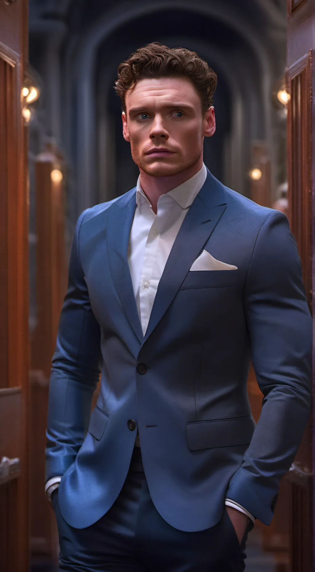 ai character: richard Madden  background