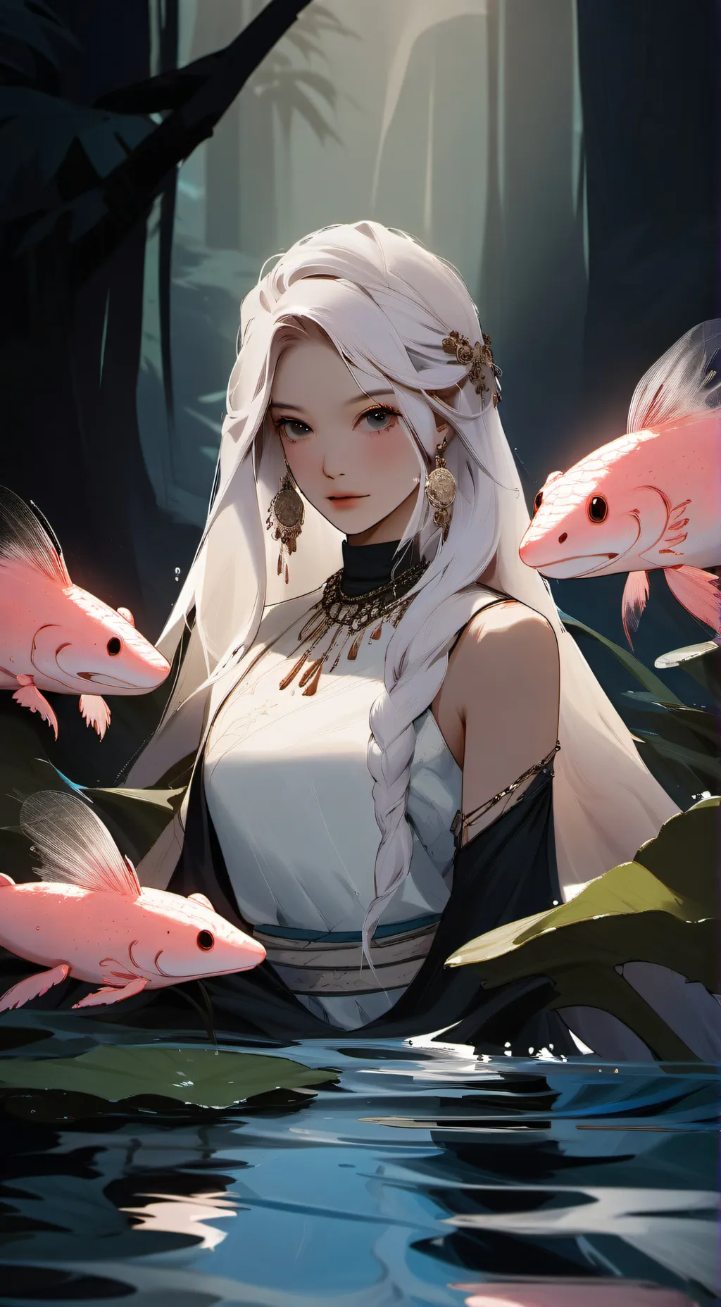 ai character: Axolotl woman background