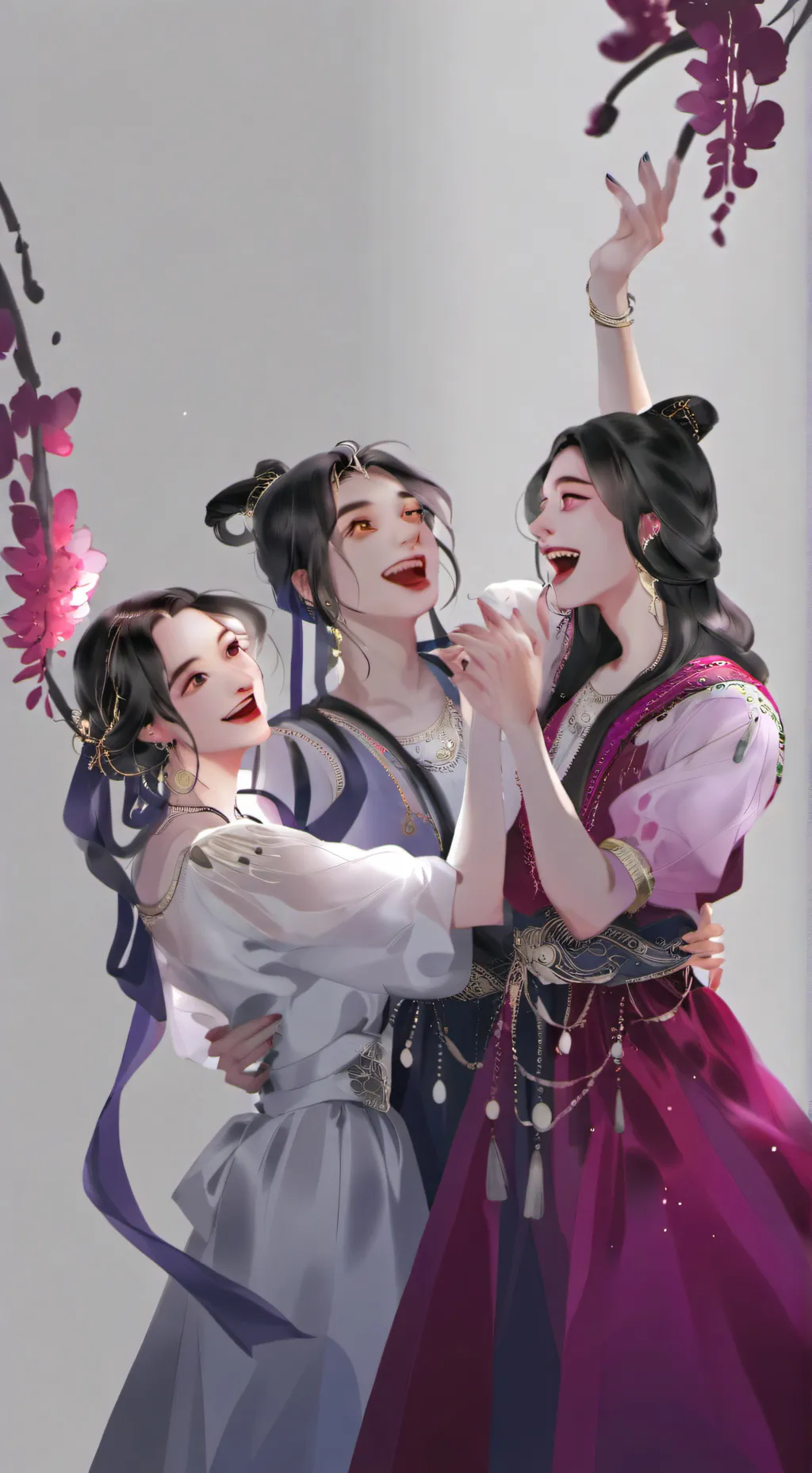 ai character: 3 white girls background