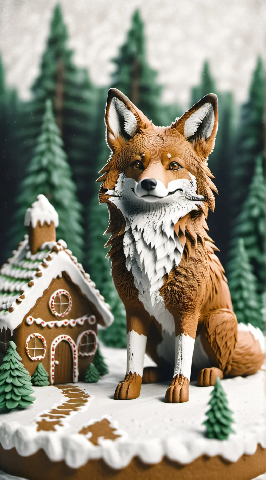ai character: gingerbread foxy background