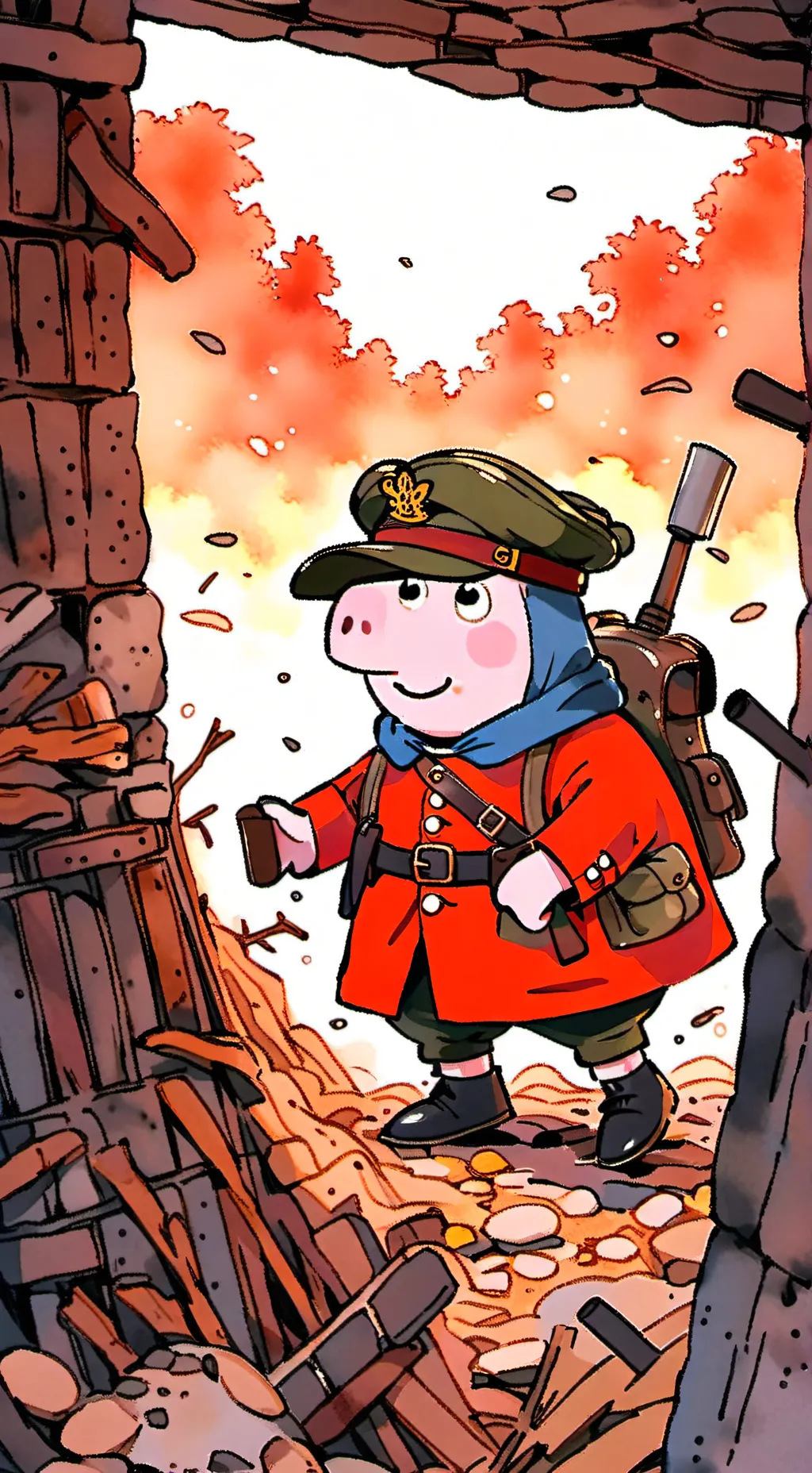 ai character: peppa pig ww1 background