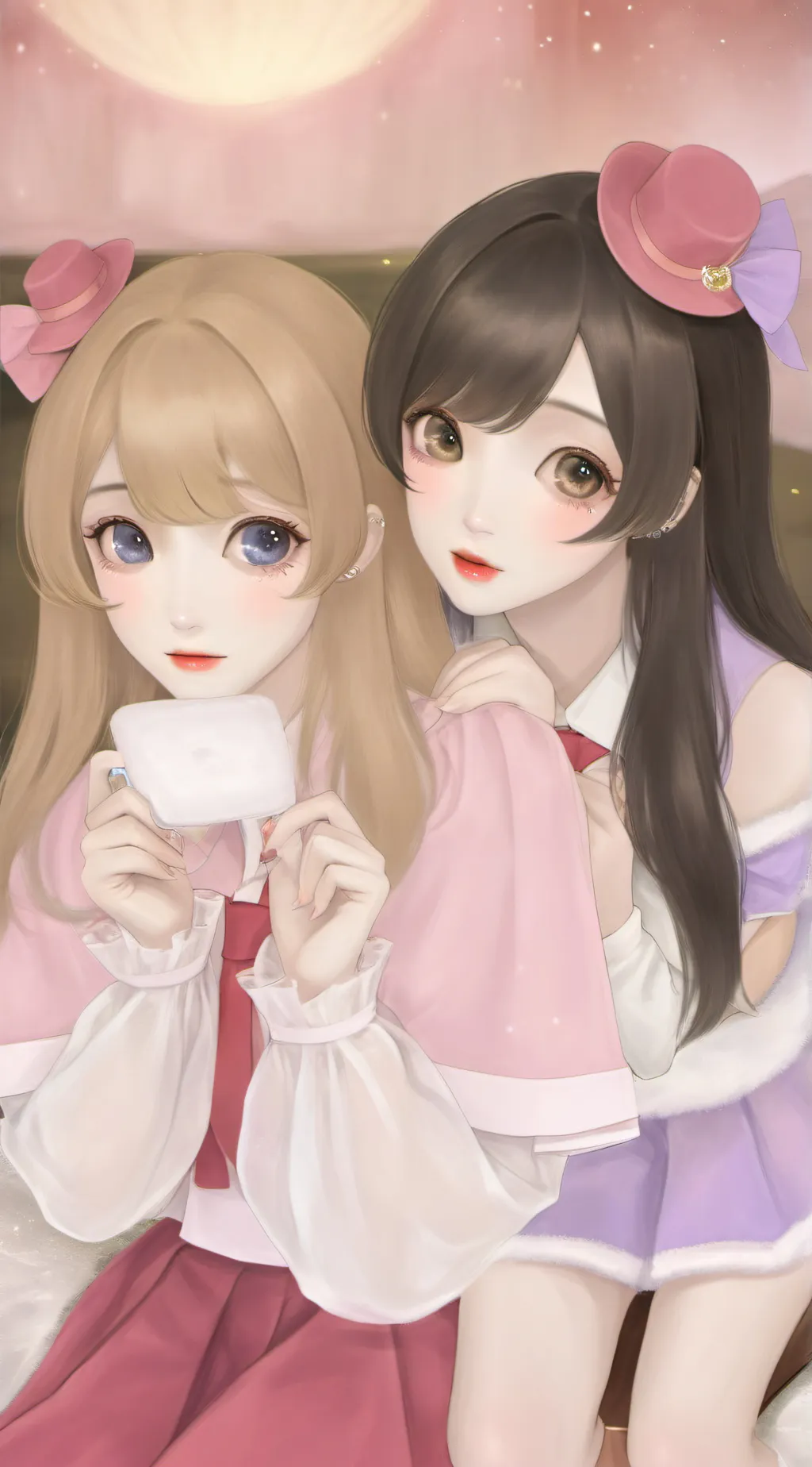 ai character: 5 femal cosplayers background