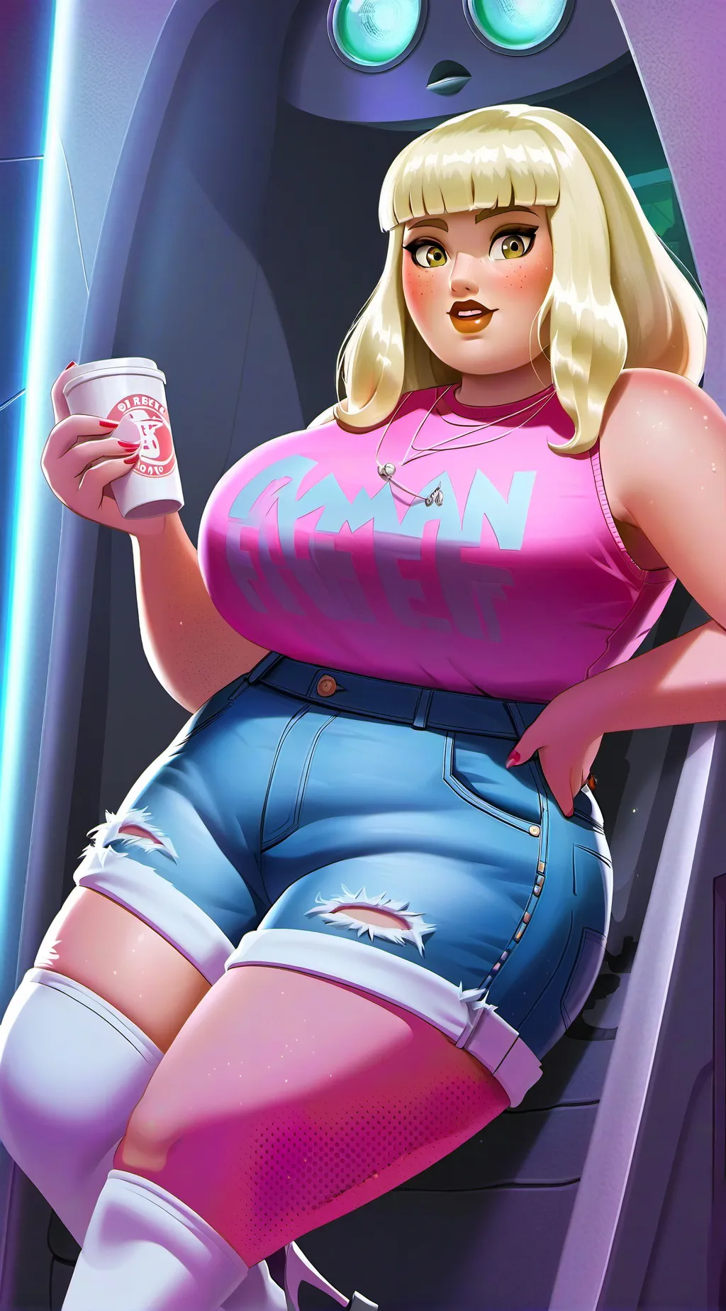 ai character: Fat Gold digger  background