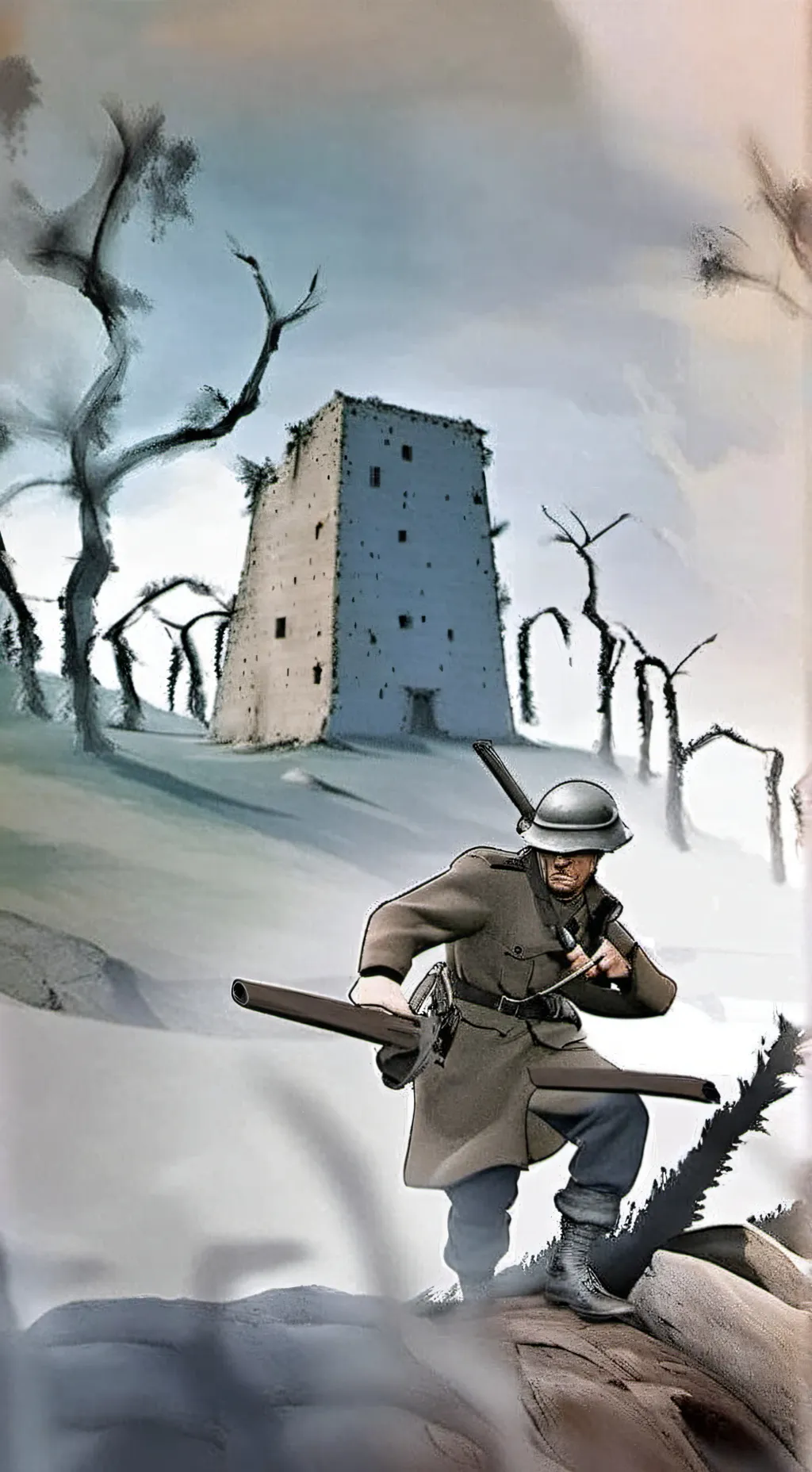 ai character: Downfall (a movie) background