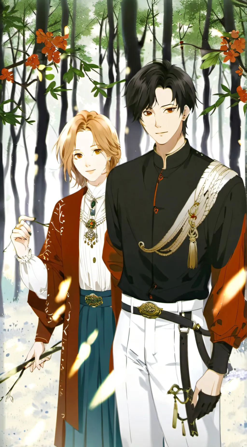 ai character: black e Luan  background