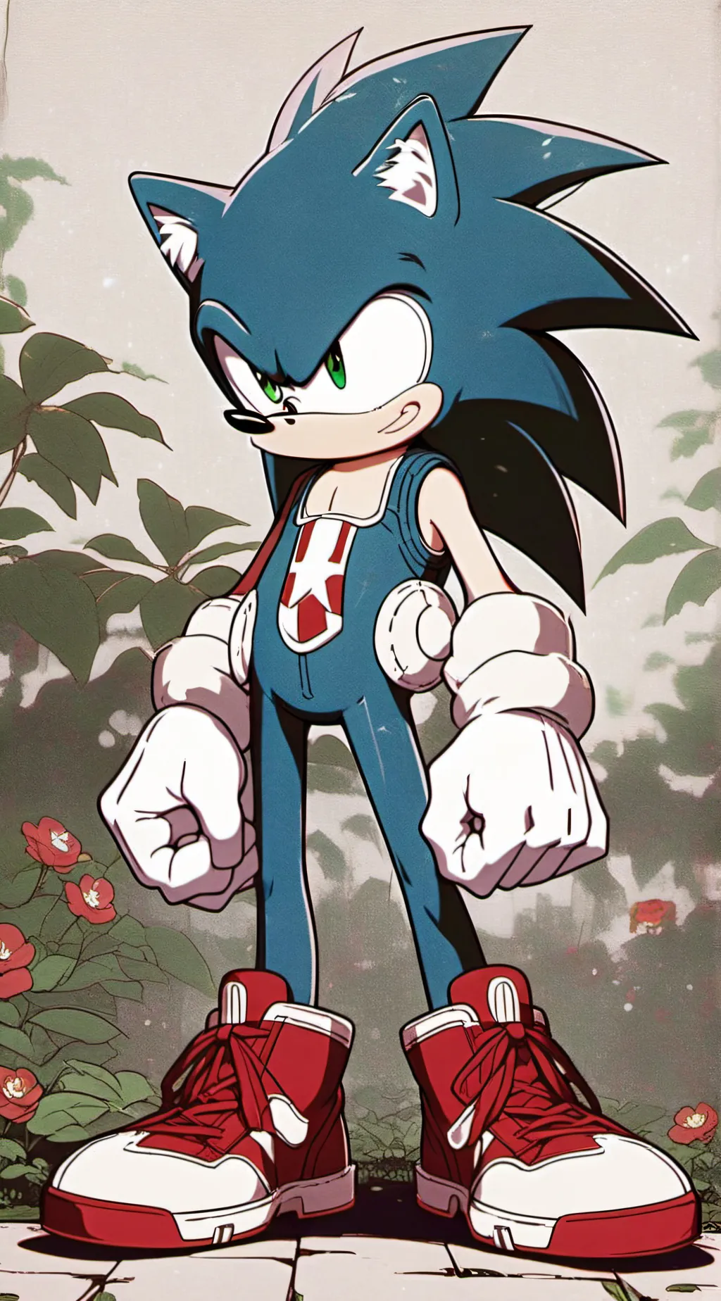 ai character: sonic with gang background