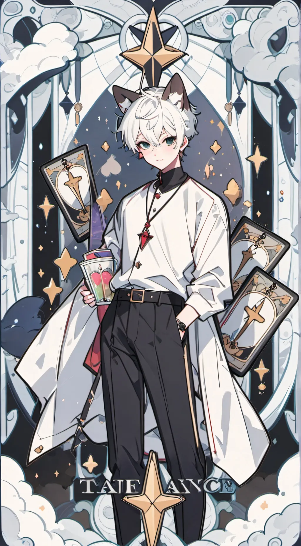 ai character: Leo (cat boy)  background