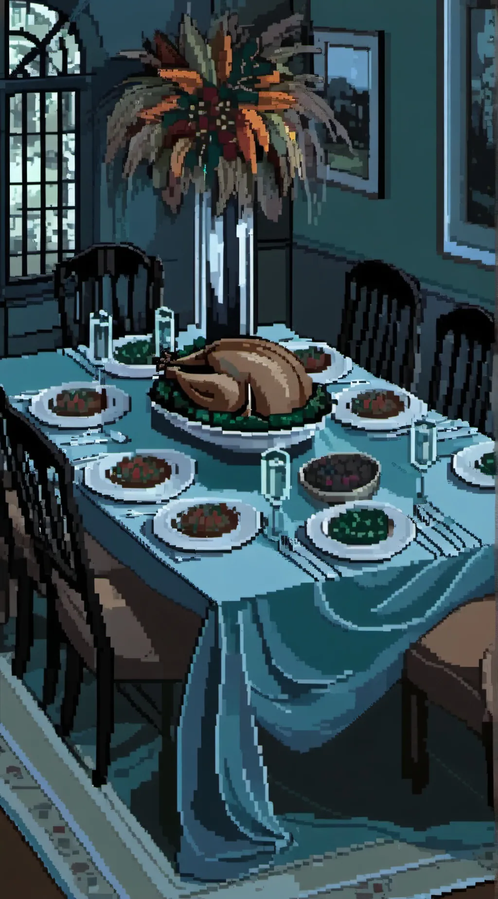 ai character: Thanksgiving Party background