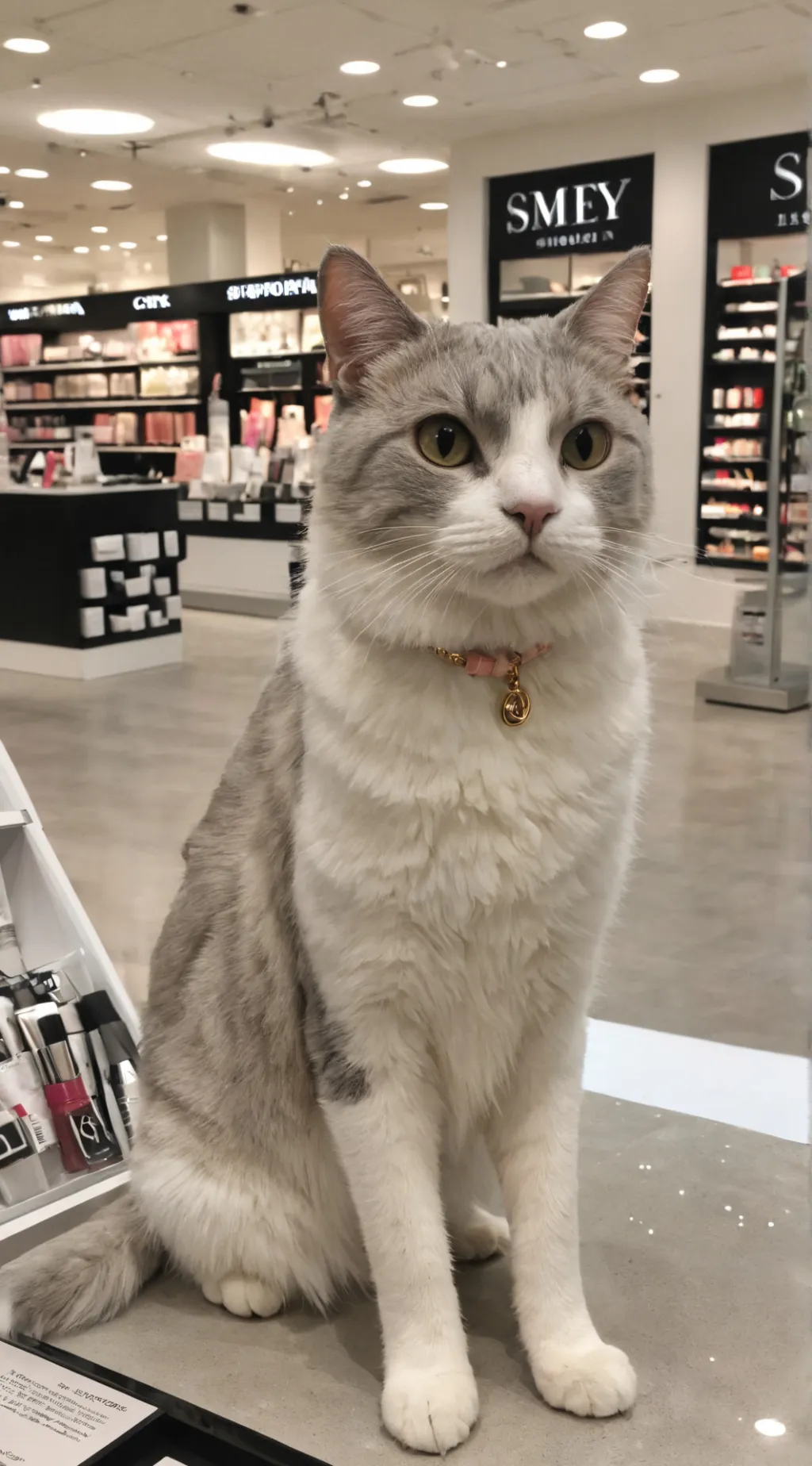 ai character: Preppy Sephora cat background