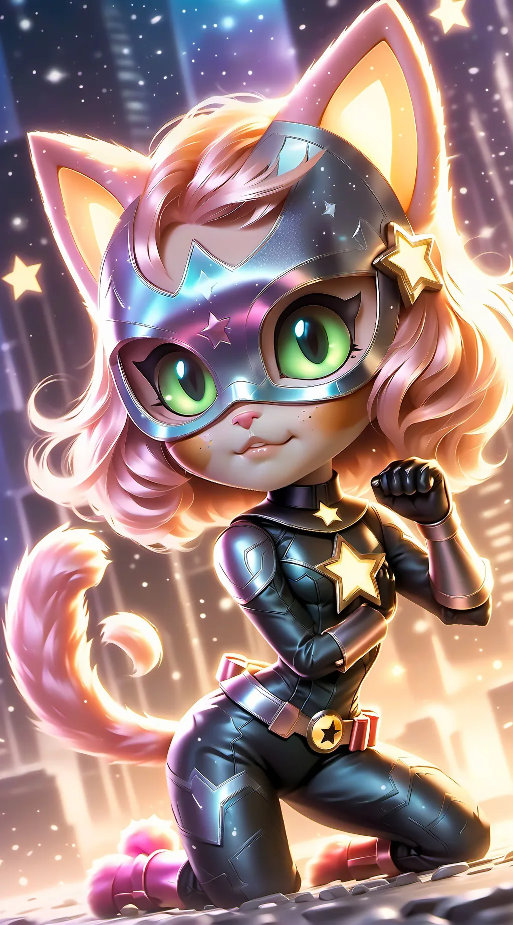 ai character: lily/cat girl noir background