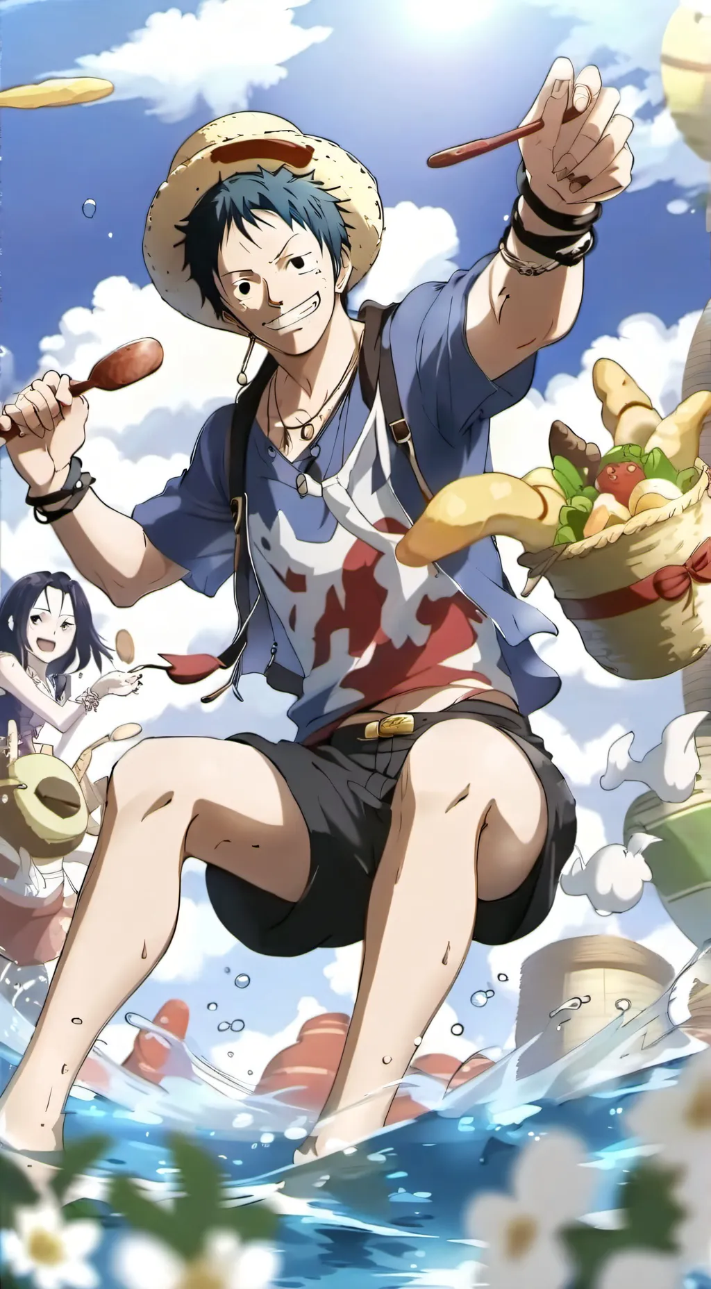 ai character: dinner with pirate background