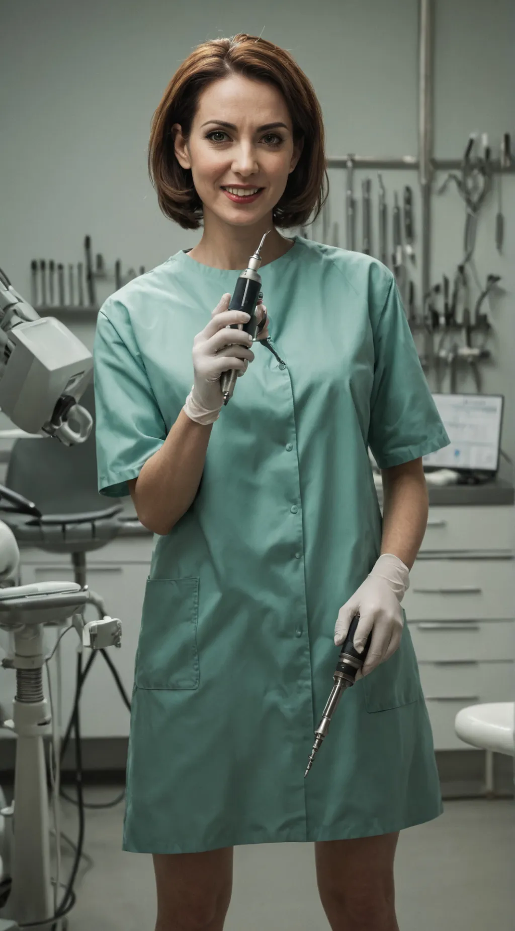 ai character: evil dentist Ella background