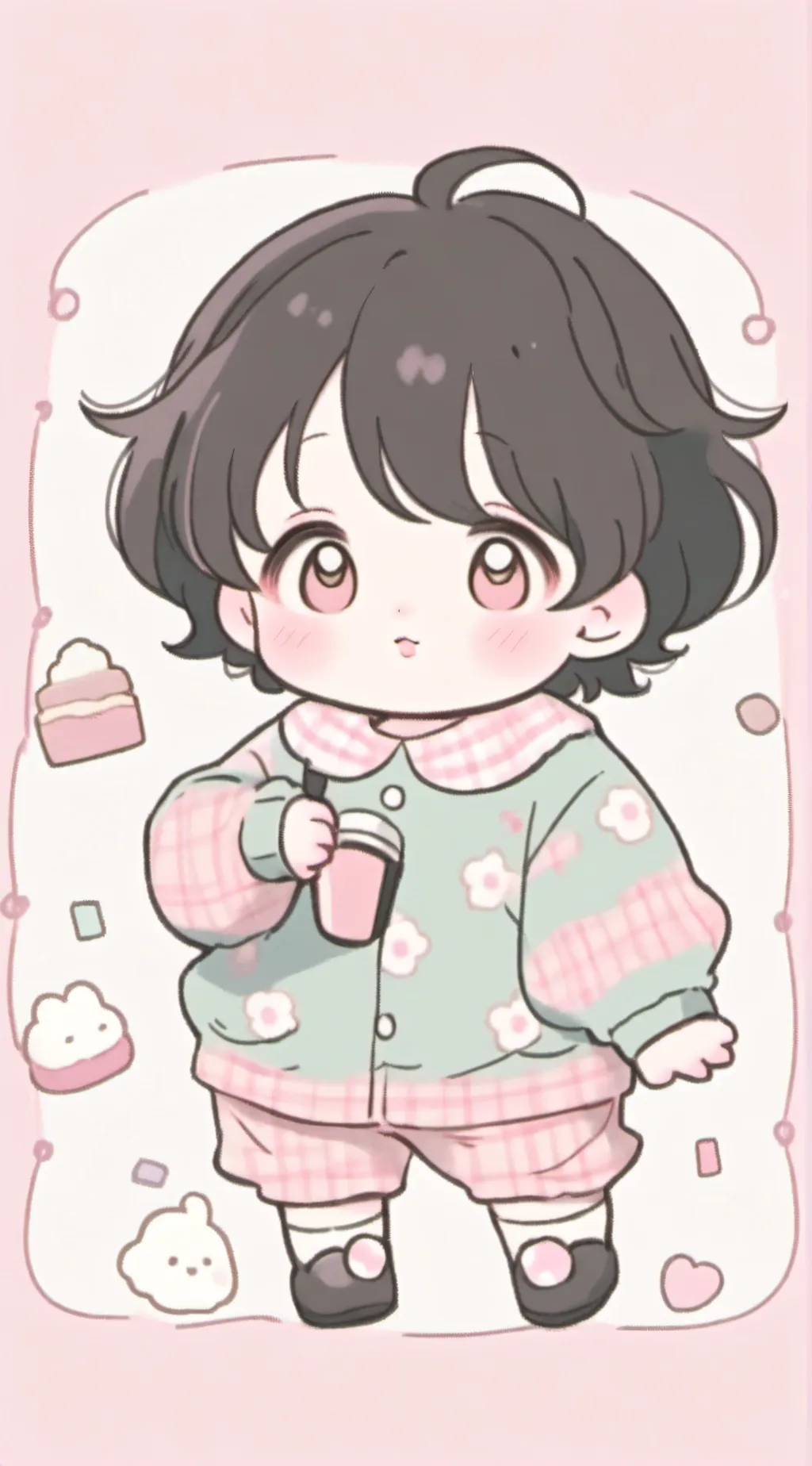 ai character: cute chubby baby  background