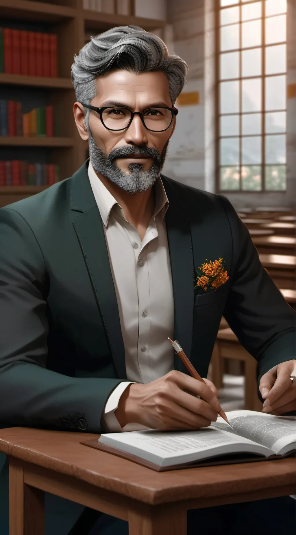 ai character: mad teacher  background