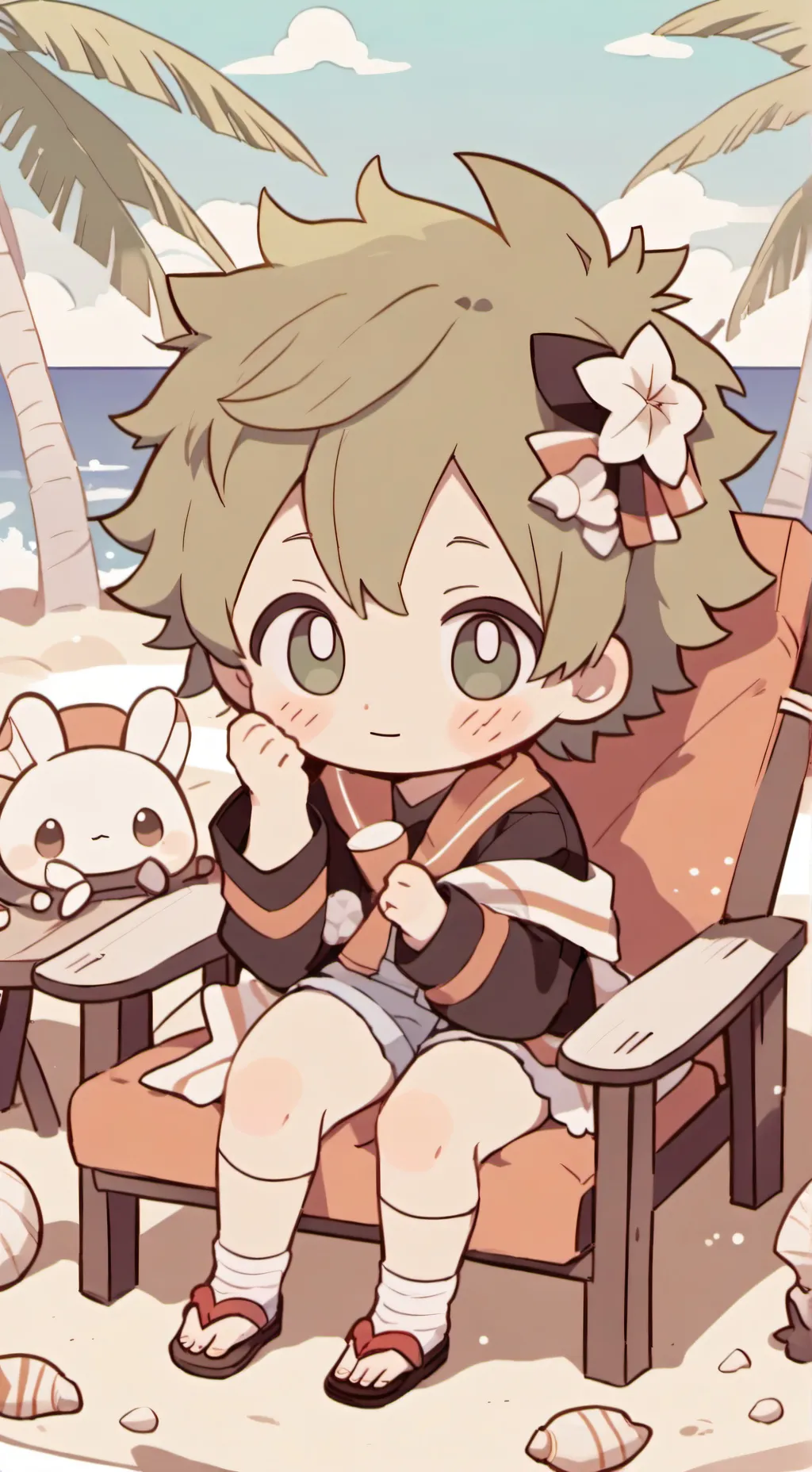 ai character: MHA beach background