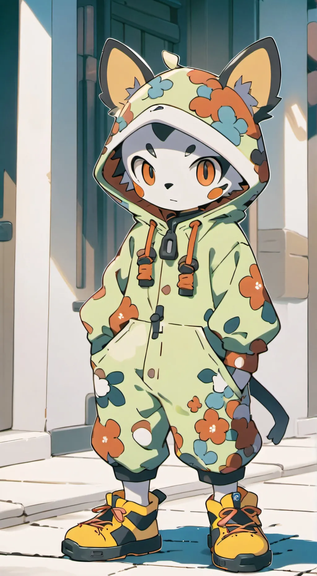 ai character: Cheatah fur suit background