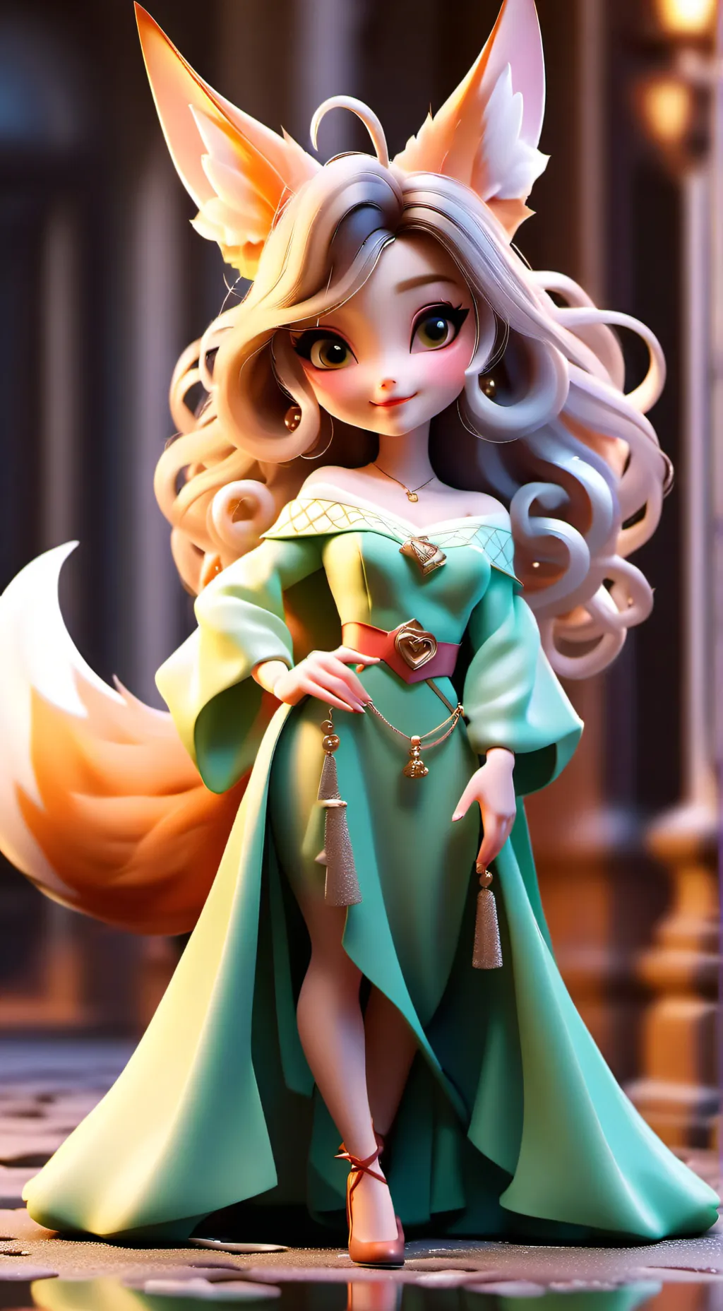 ai character: fox girl  background