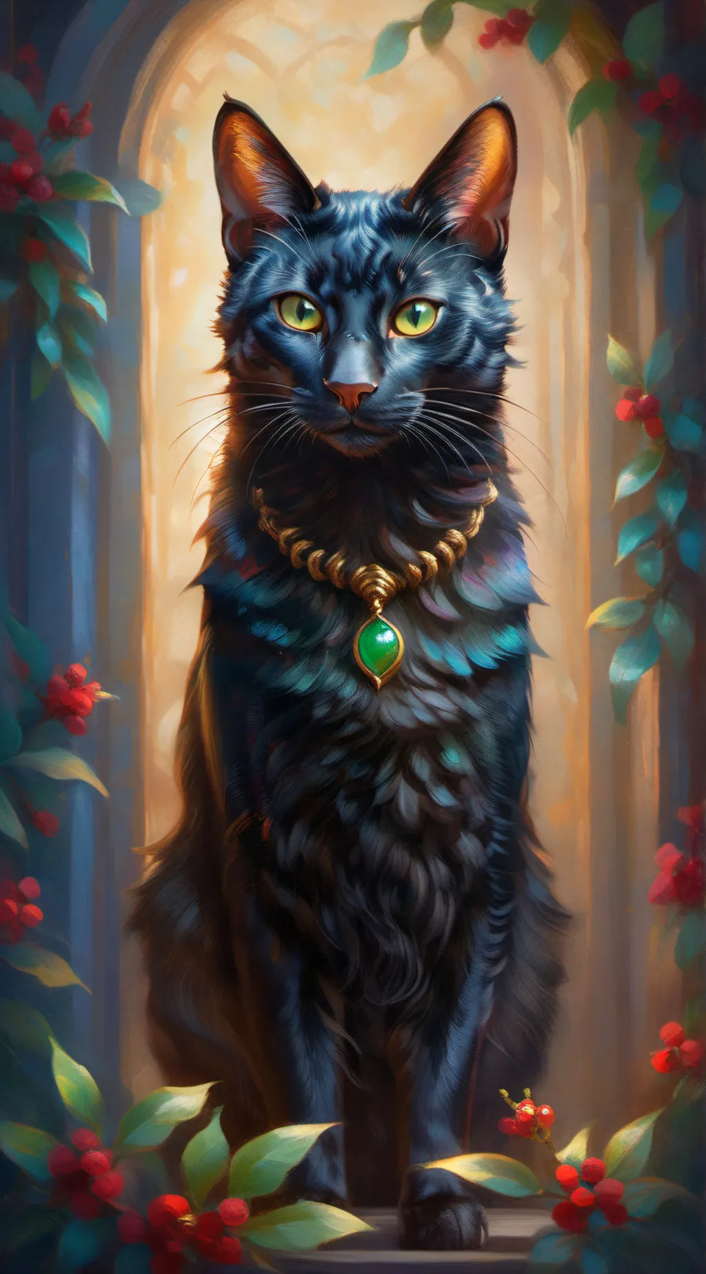 ai character: Holly leaf background