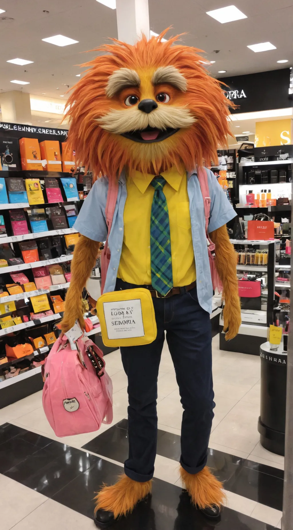 ai character: Preppy Lorax  background
