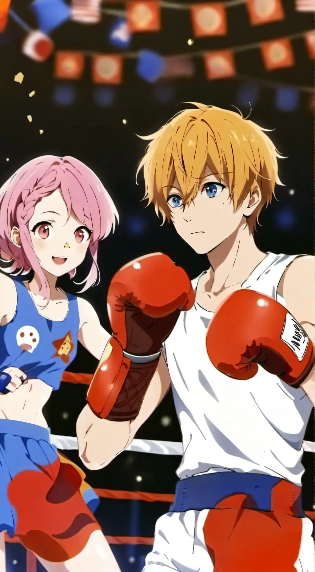 ai character: Boxing kids+adult background