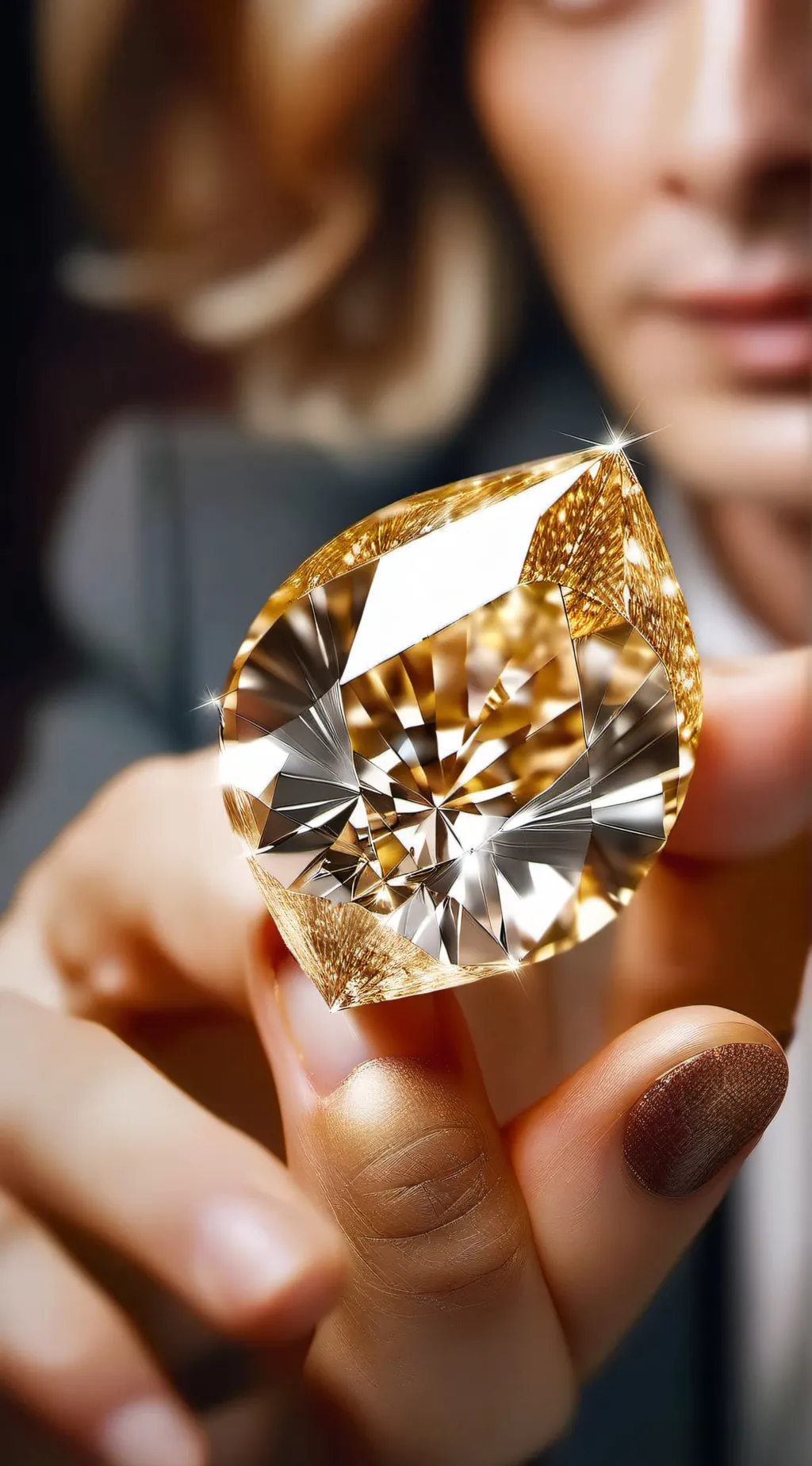 ai character: golden diamond background