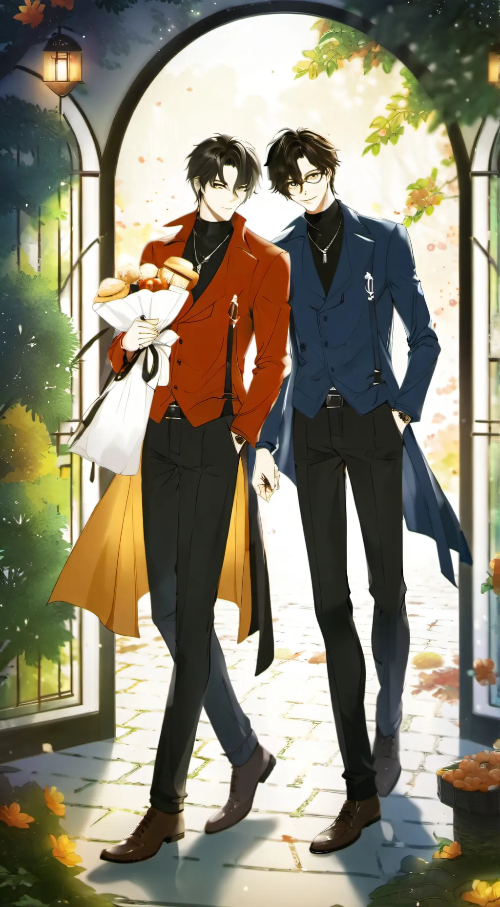 ai character: Split image  background