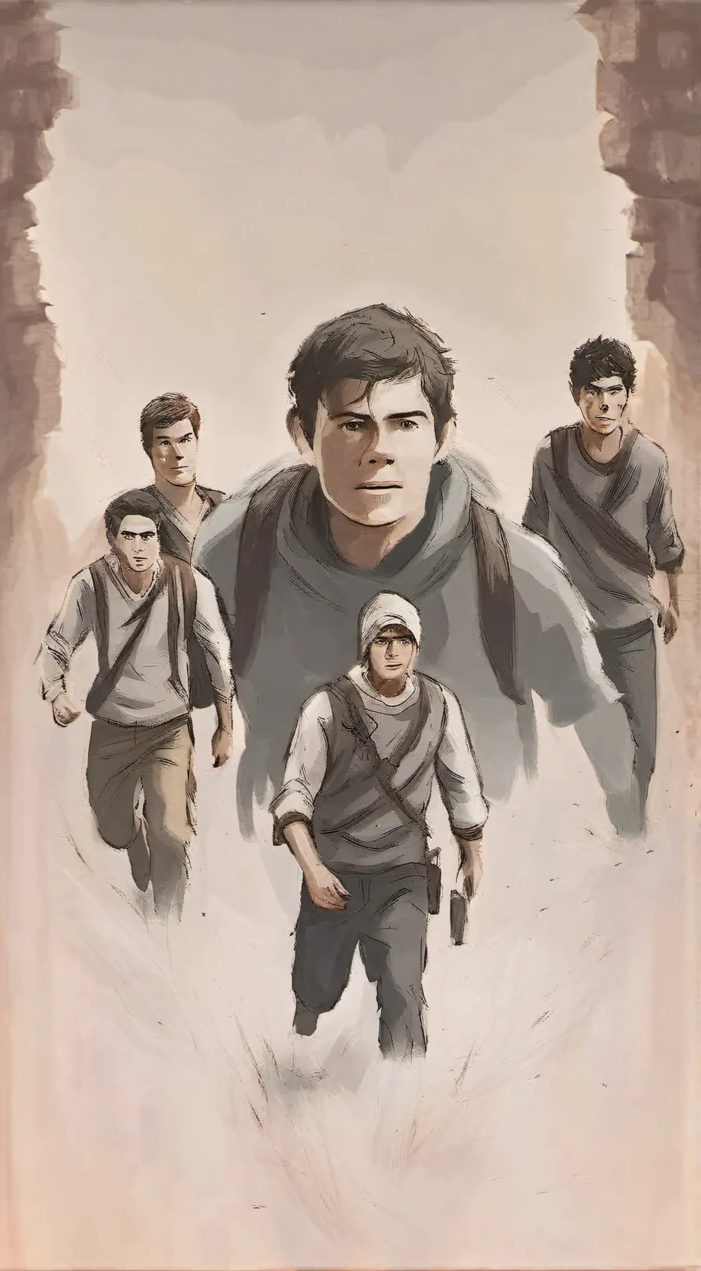 ai character: Maze runner bonfir background