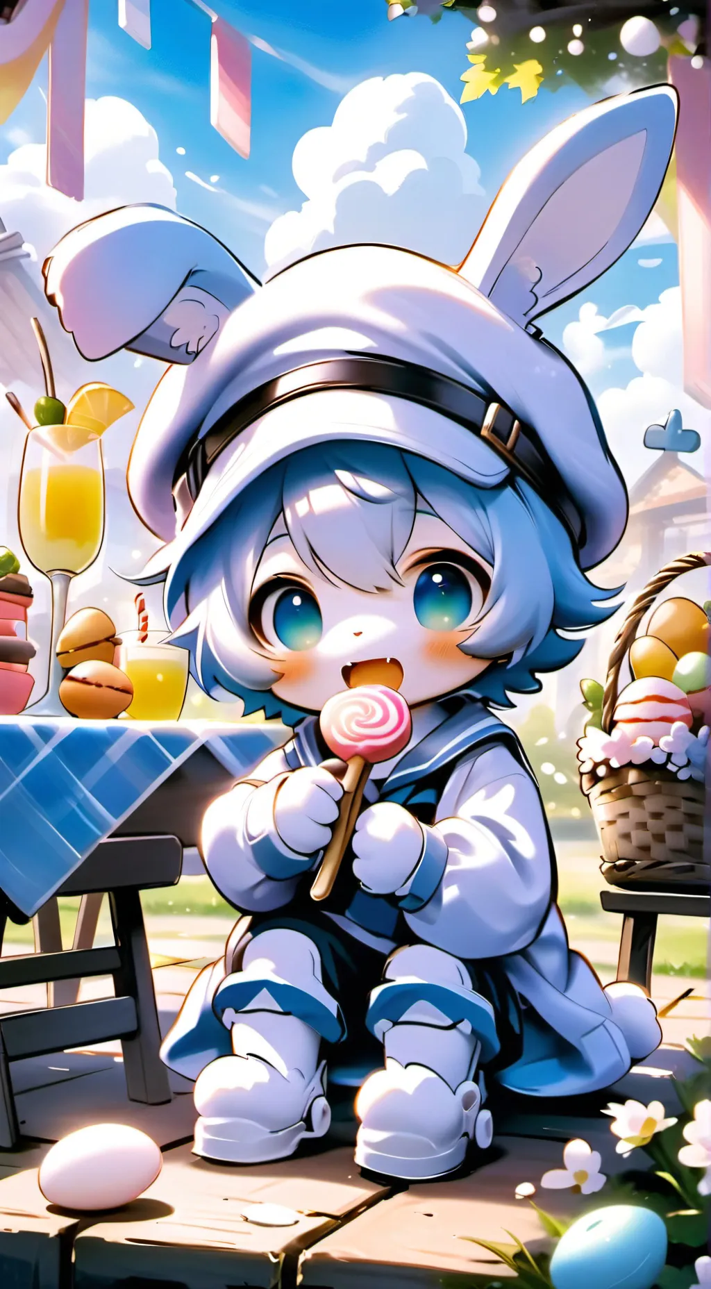 ai character: a bunny baby :(( background