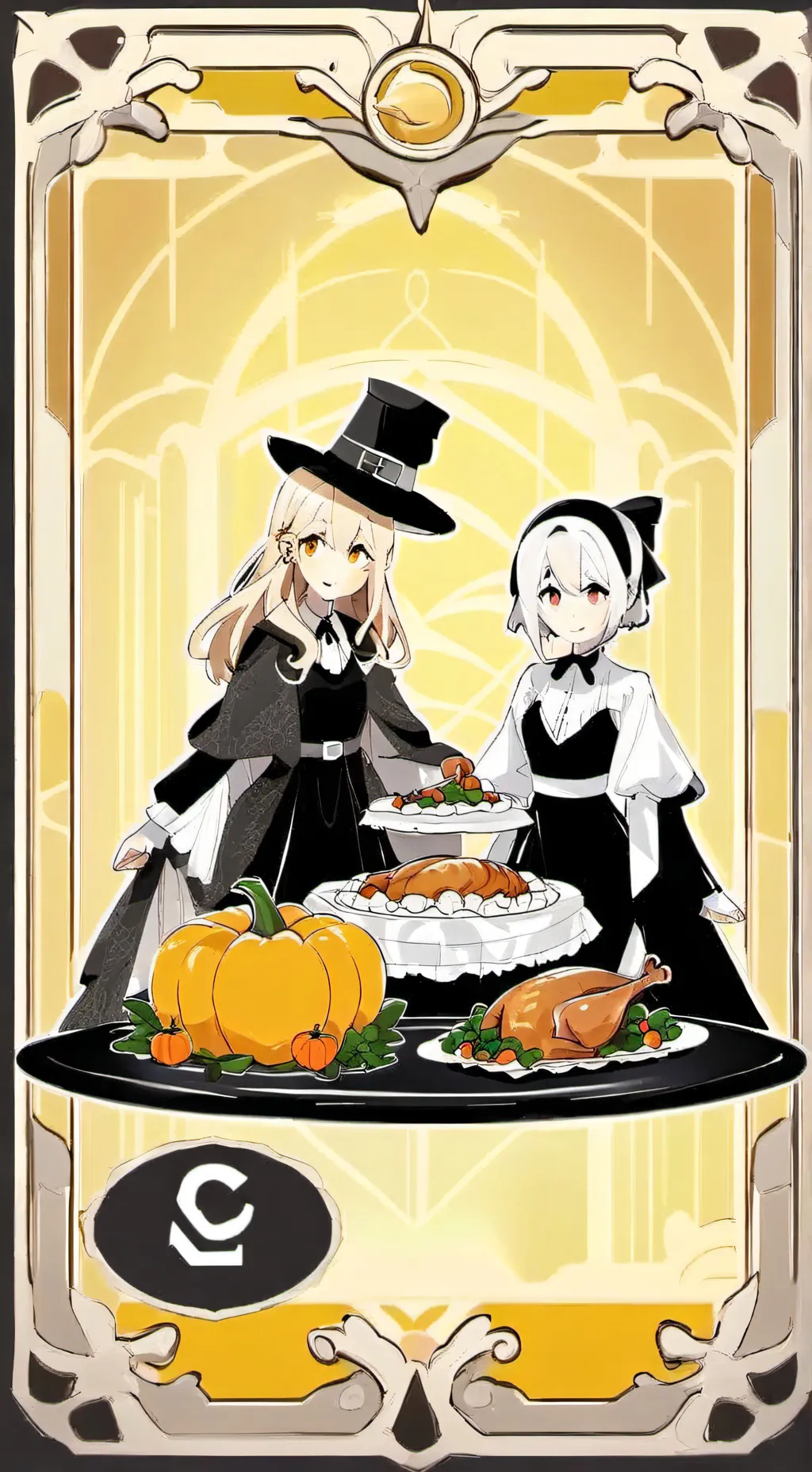 ai character: Thanksgiving 🦃🍽️😋😋 background
